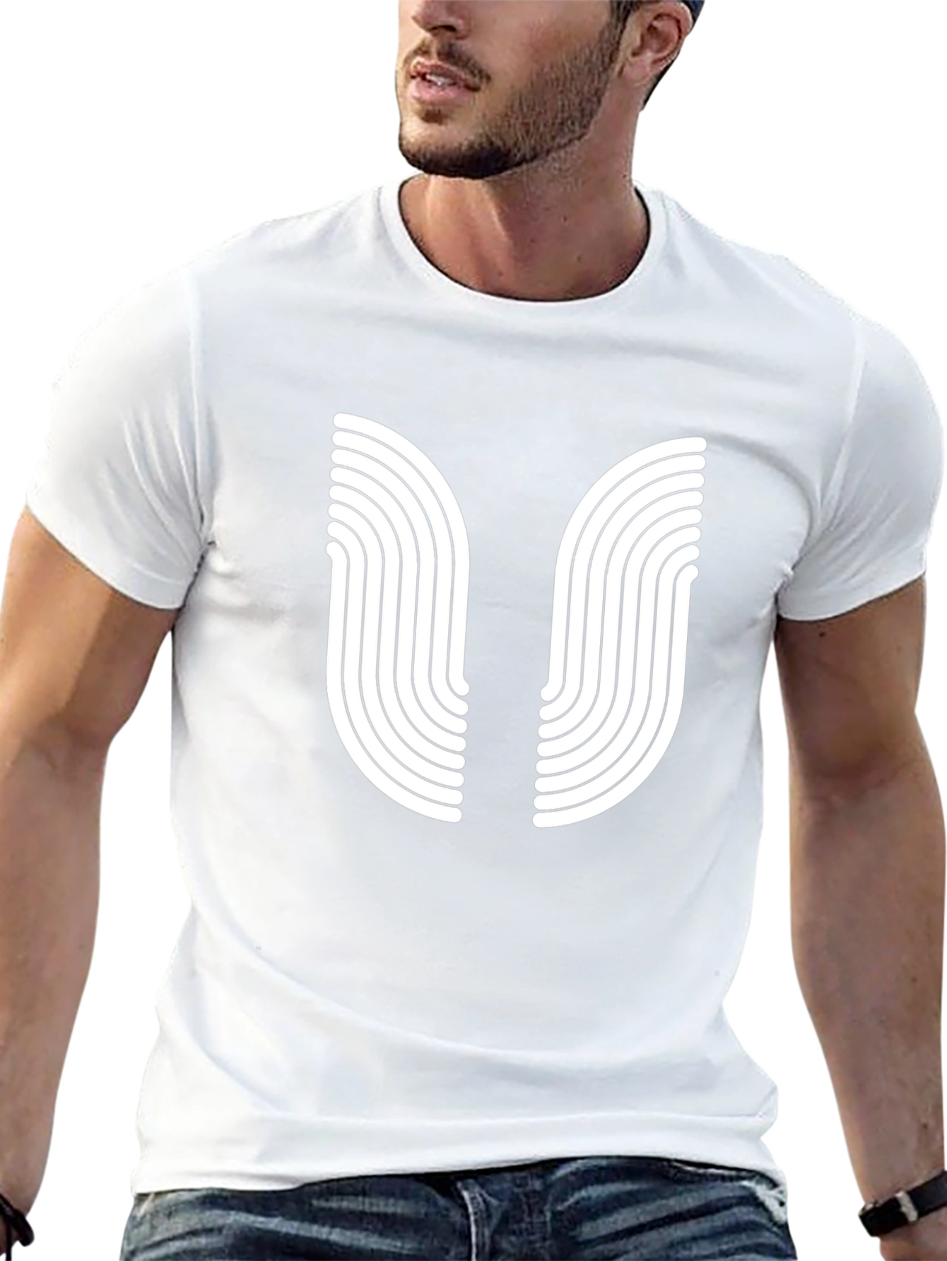 Modern Black Tee with Abstract Graphic Design