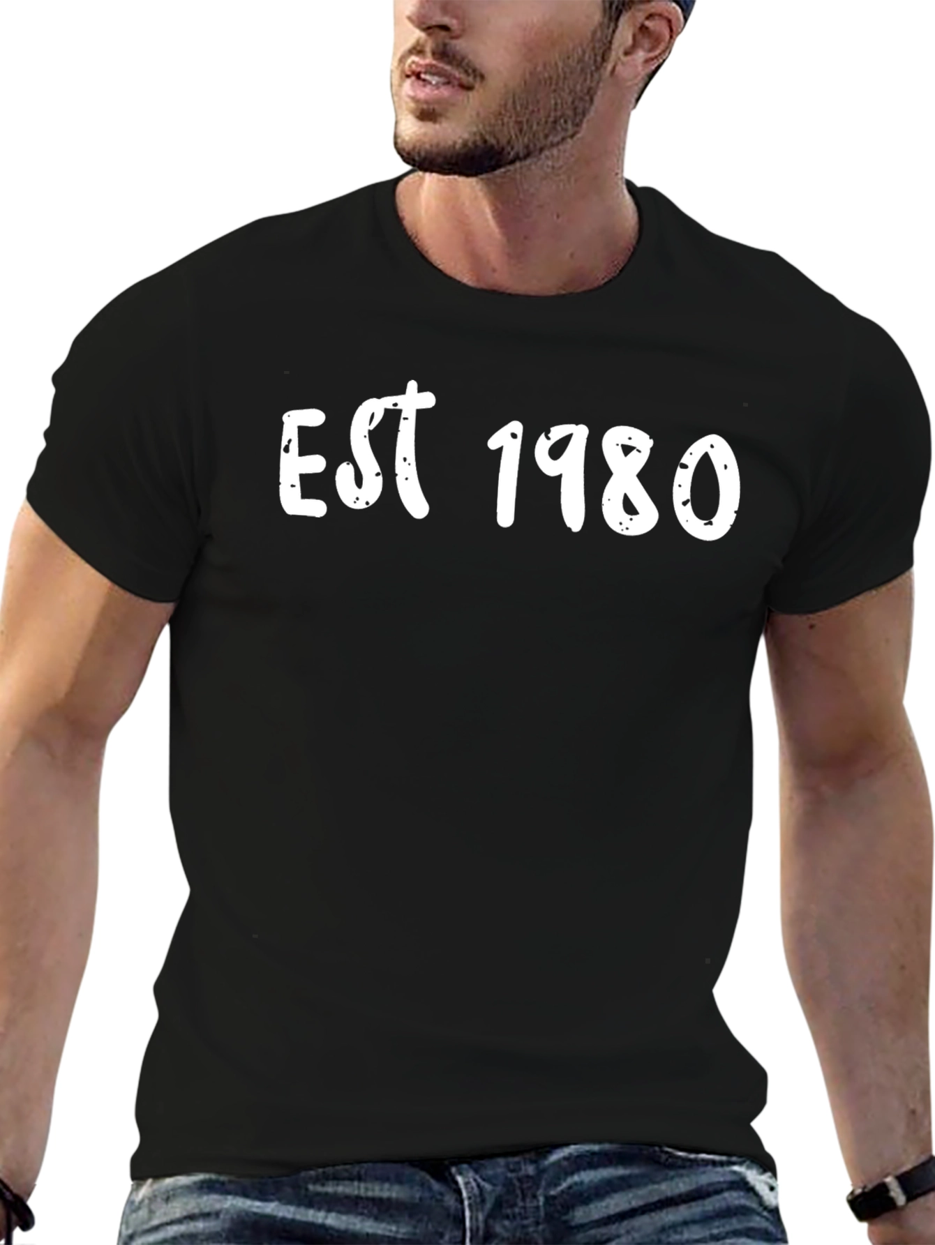 Est. 1980 Graphic T-Shirt - Black Casual Stylish