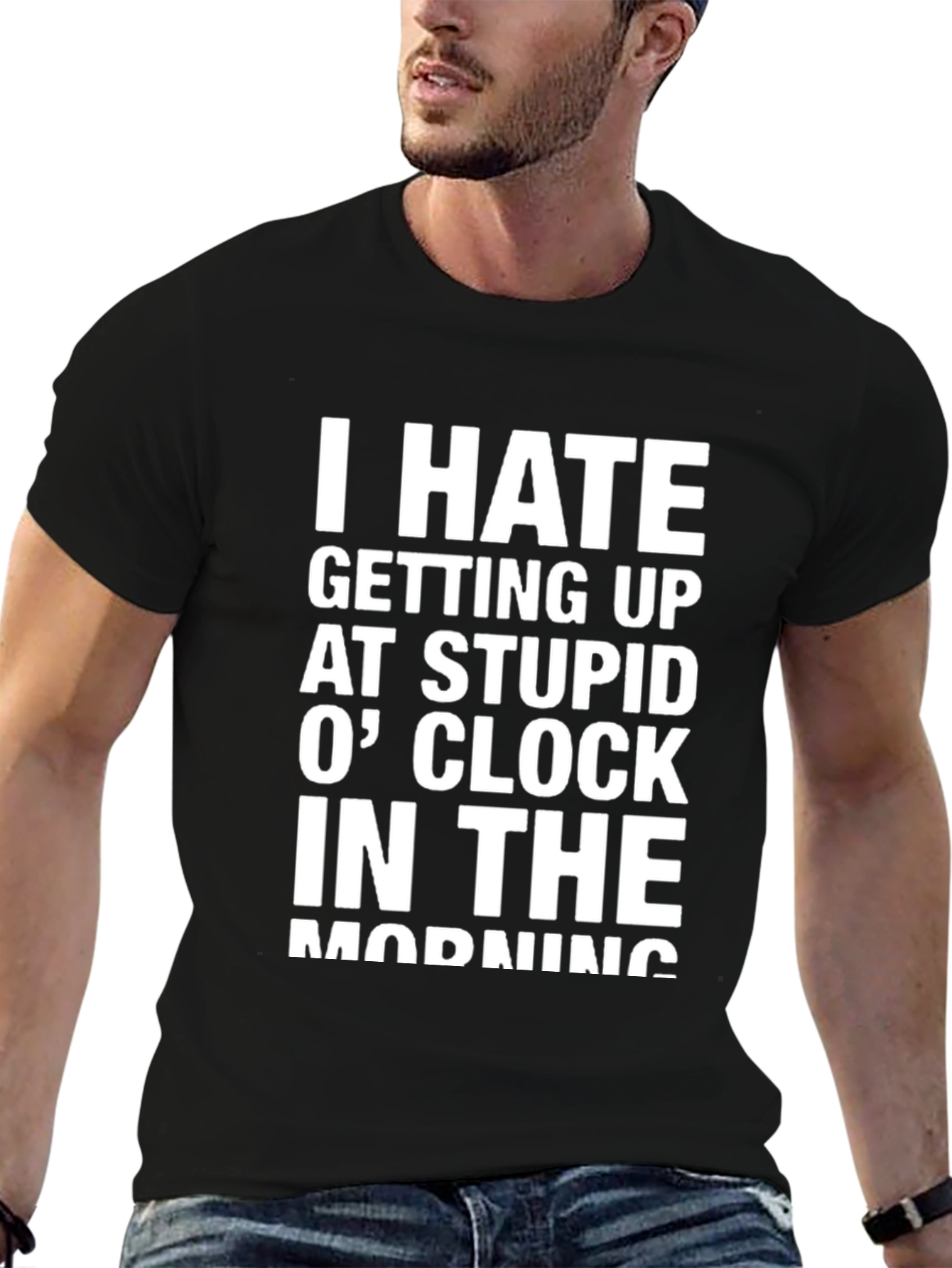 Funny Slogan T-Shirt: I Hate Mornings