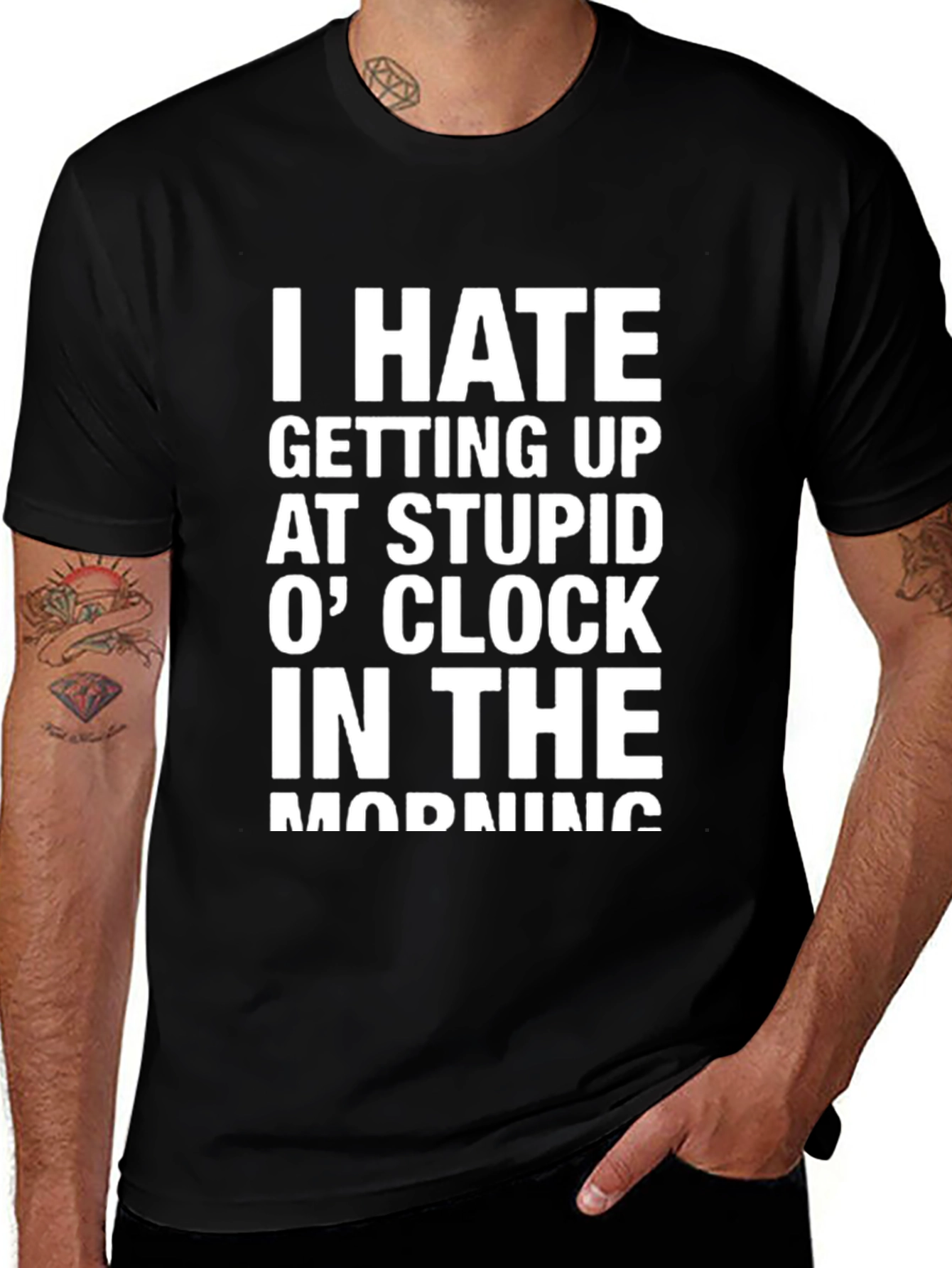 Funny Slogan T-Shirt: I Hate Mornings