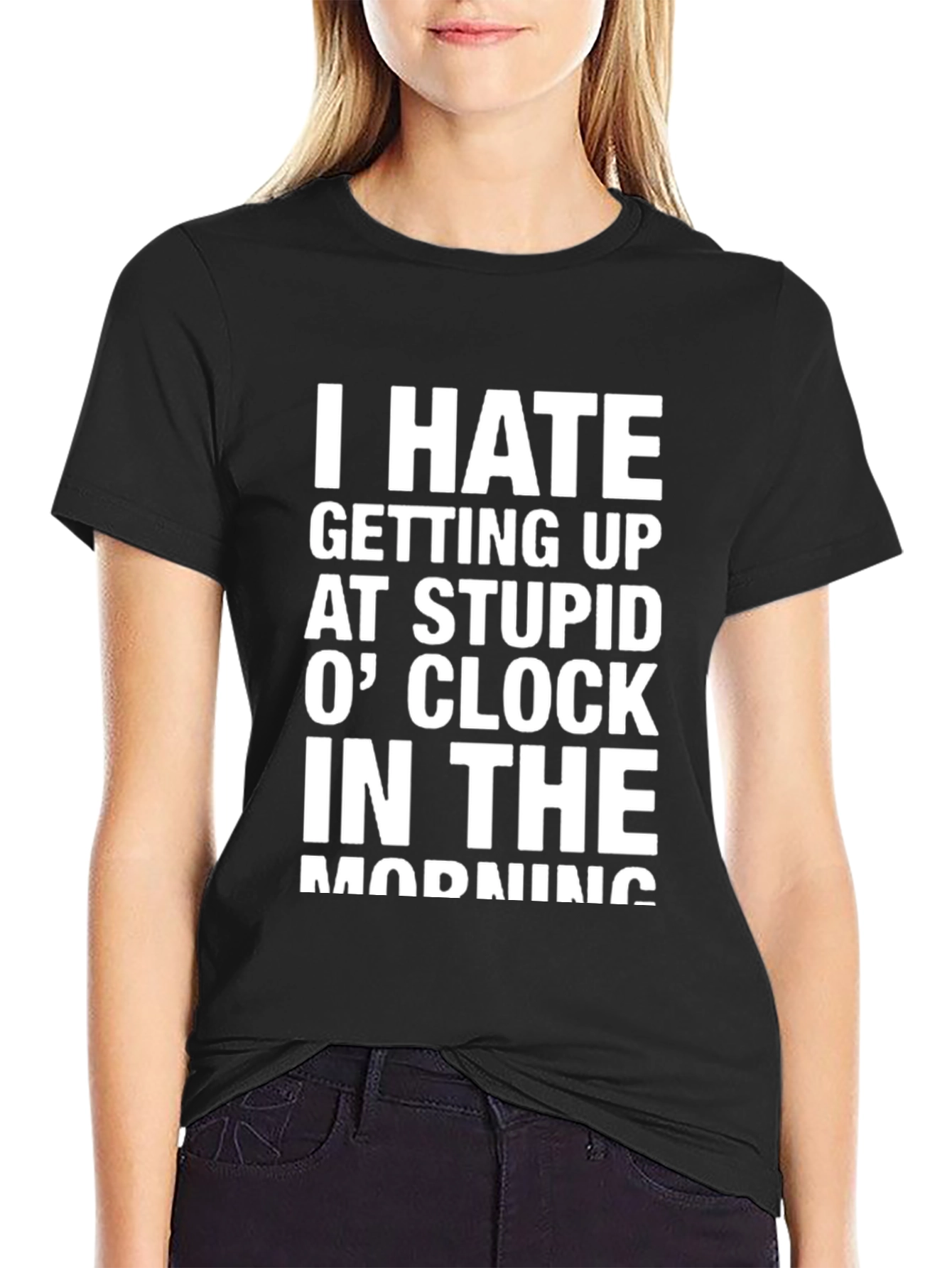 Funny Slogan T-Shirt: I Hate Mornings