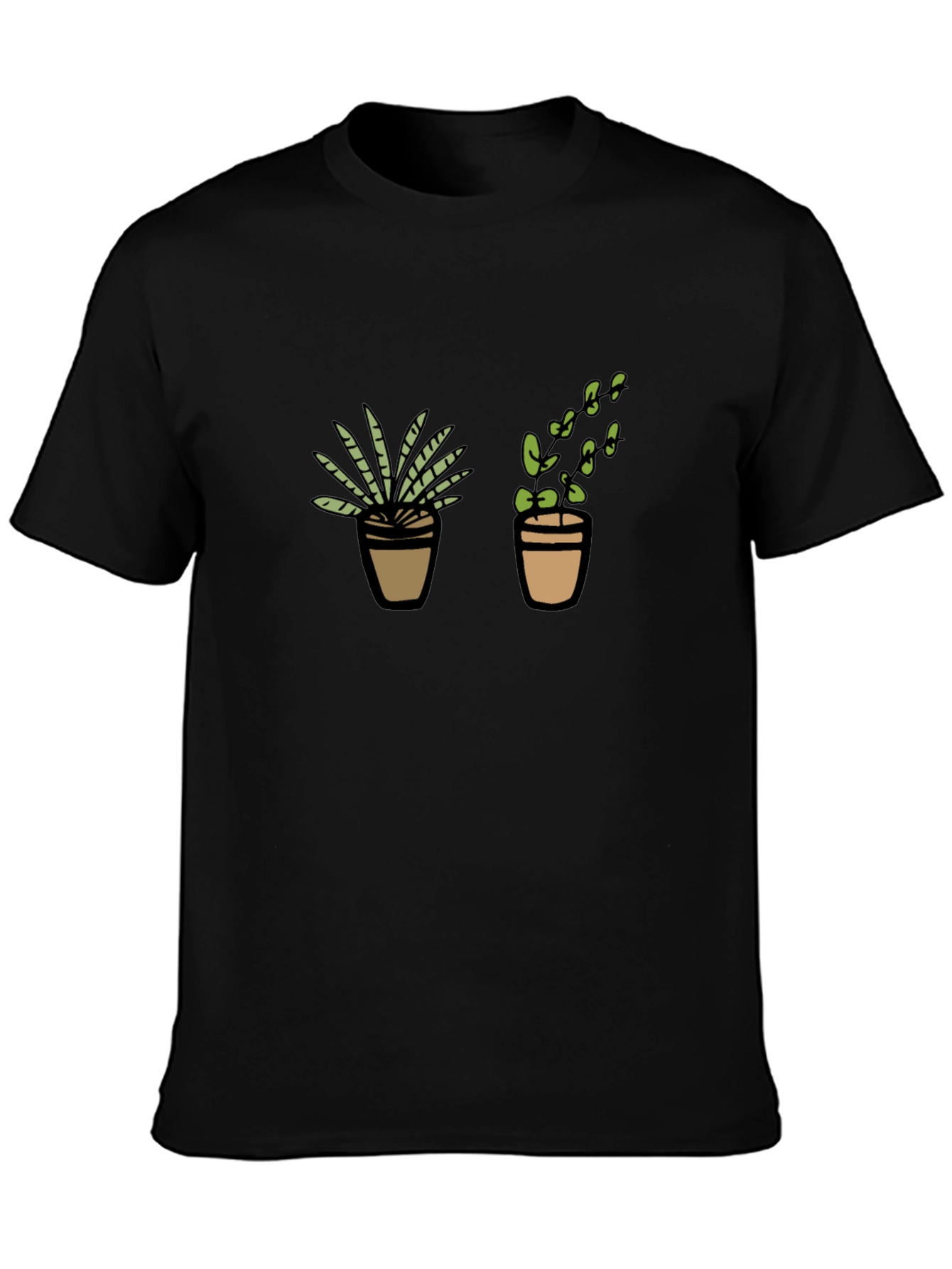 Potted Plant Graphic Tee - Black Cotton T-Shirt