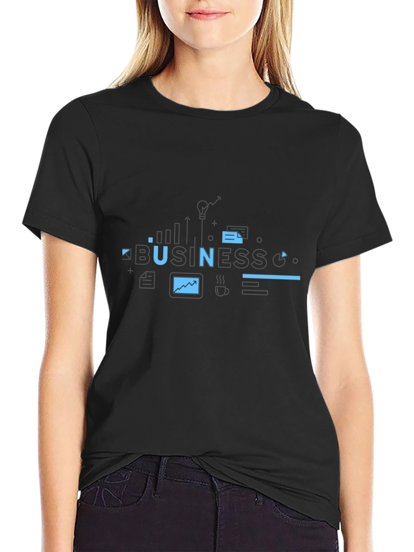 Modern Graphic Print T-Shirt - Black