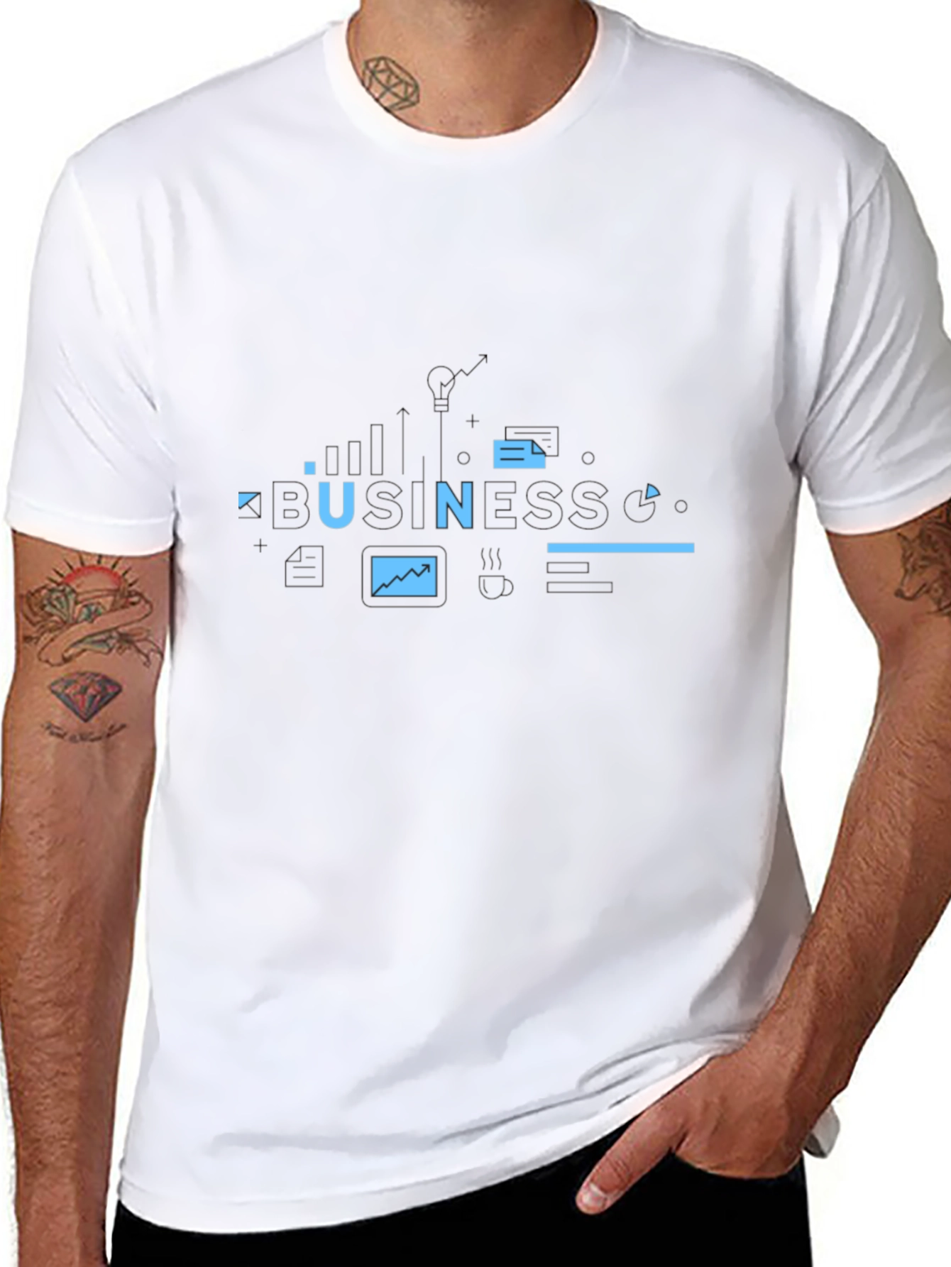 Modern Graphic Print T-Shirt - Black