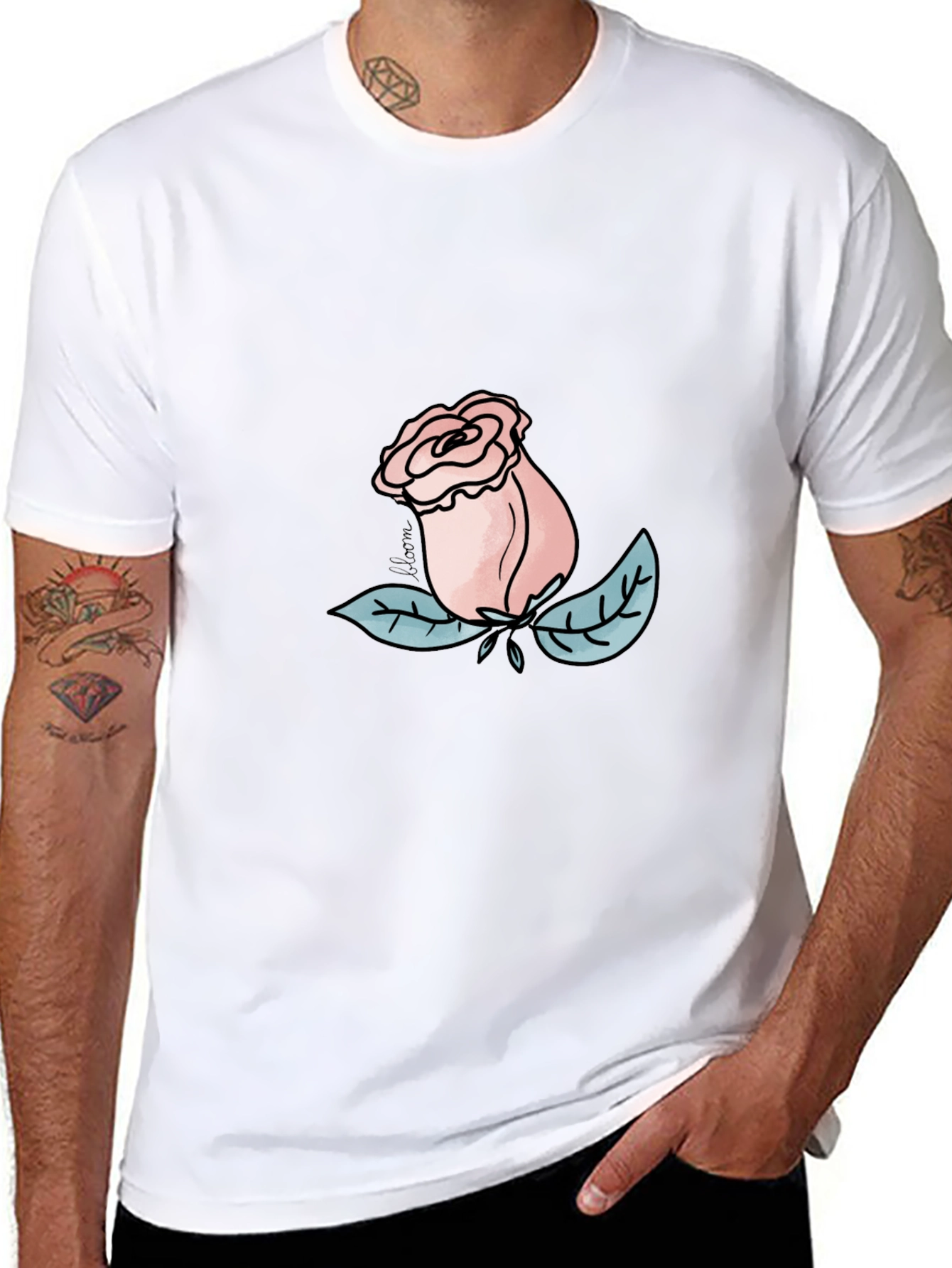 Rose Graphic Tee - Black Casual T-Shirt