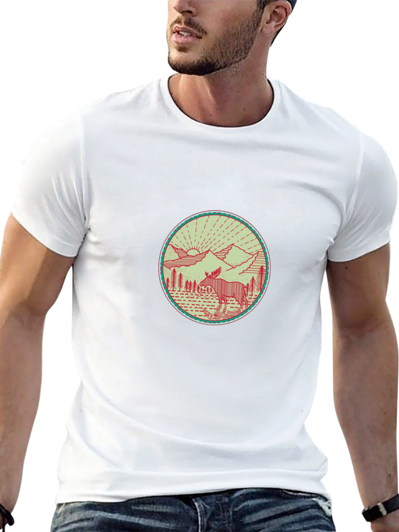 Nature Moose Graphic Tee - Black