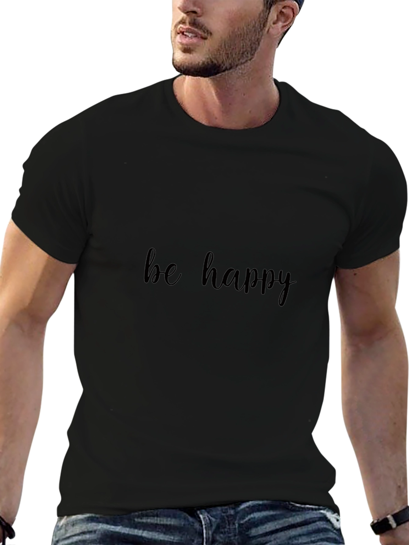 Be Happy Black T-Shirt