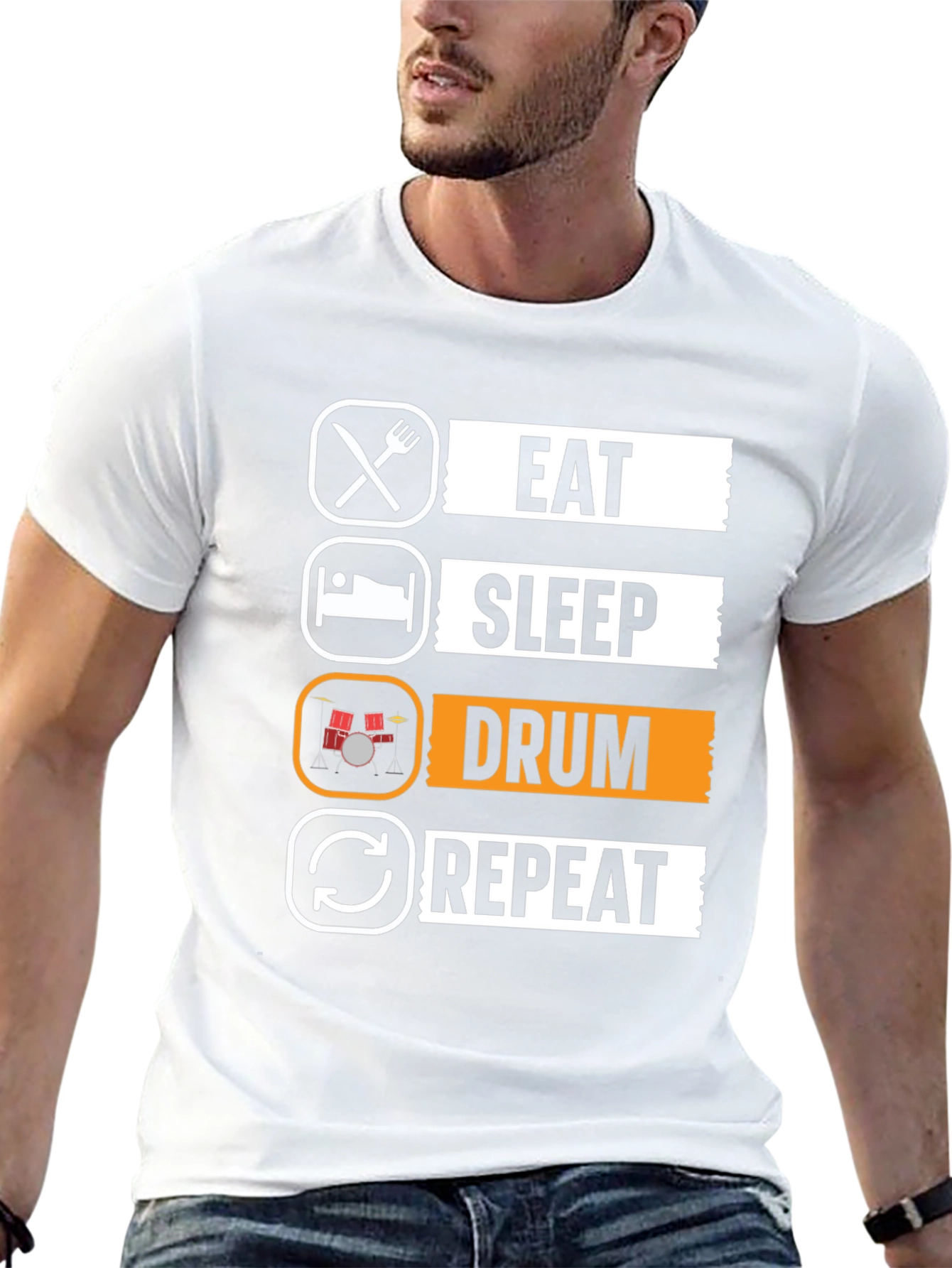 Eat Sleep Drum Repeat T-Shirt - Musicians Tee