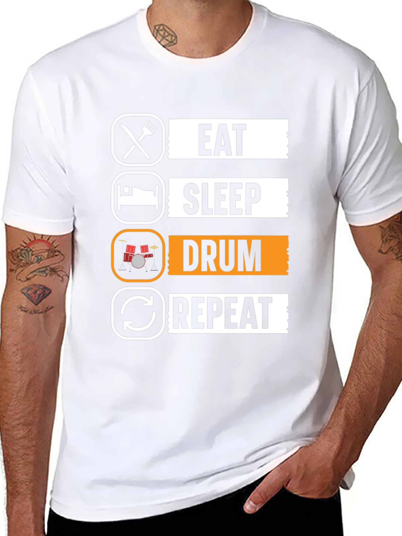 Eat Sleep Drum Repeat T-Shirt - Musicians Tee