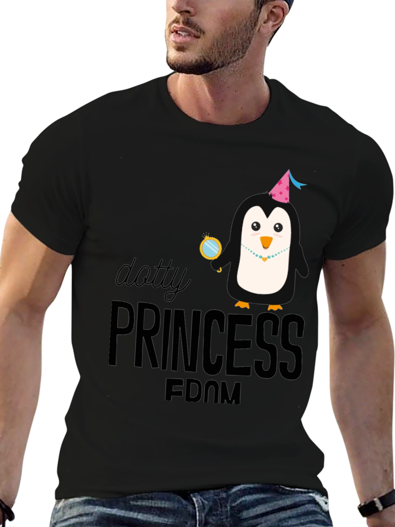 Dotty Princess Penguin Black T-Shirt