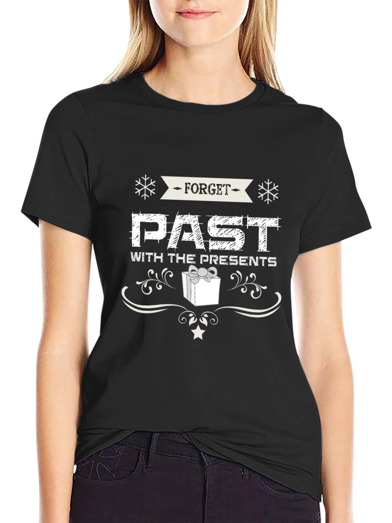 Forget Past With Presents Black Holiday T-Shirt