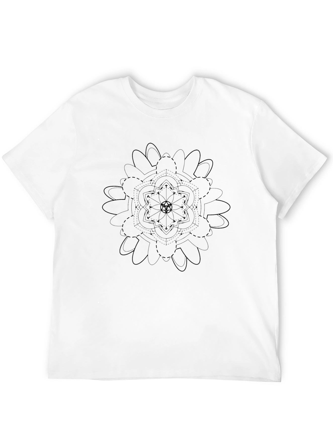 Geometric Mandala Graphic T-Shirt - Stylish Black Tee