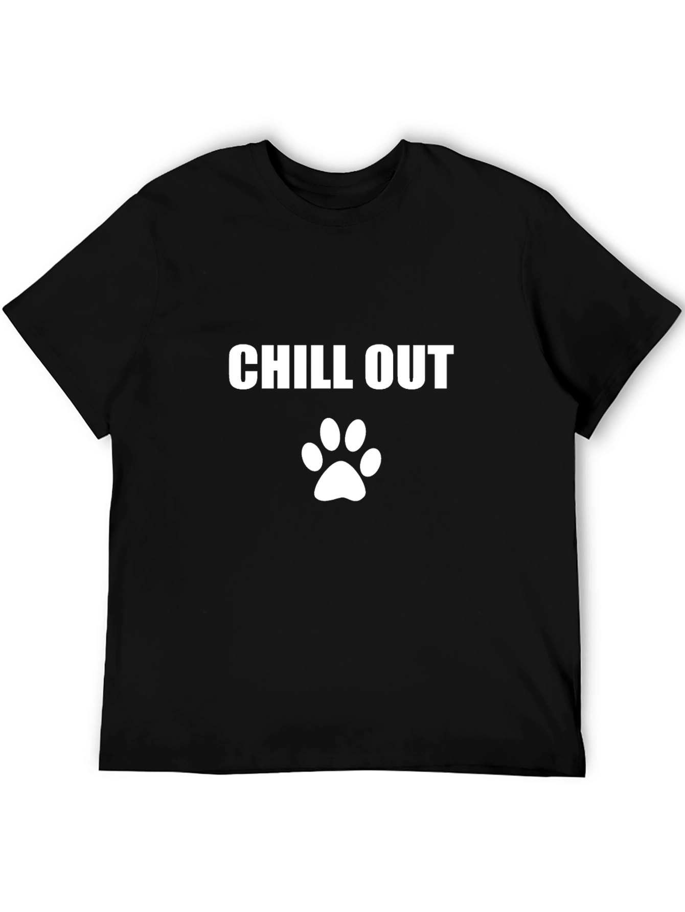 Chill Out Paw Print Black T-Shirt