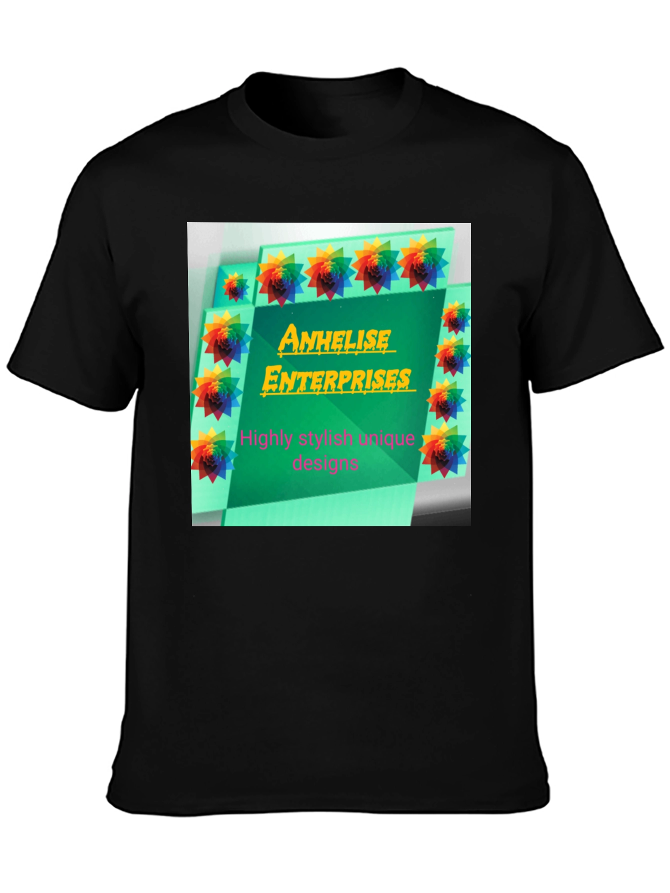 Stylish Black Tee with Anhelise Enterprises Design