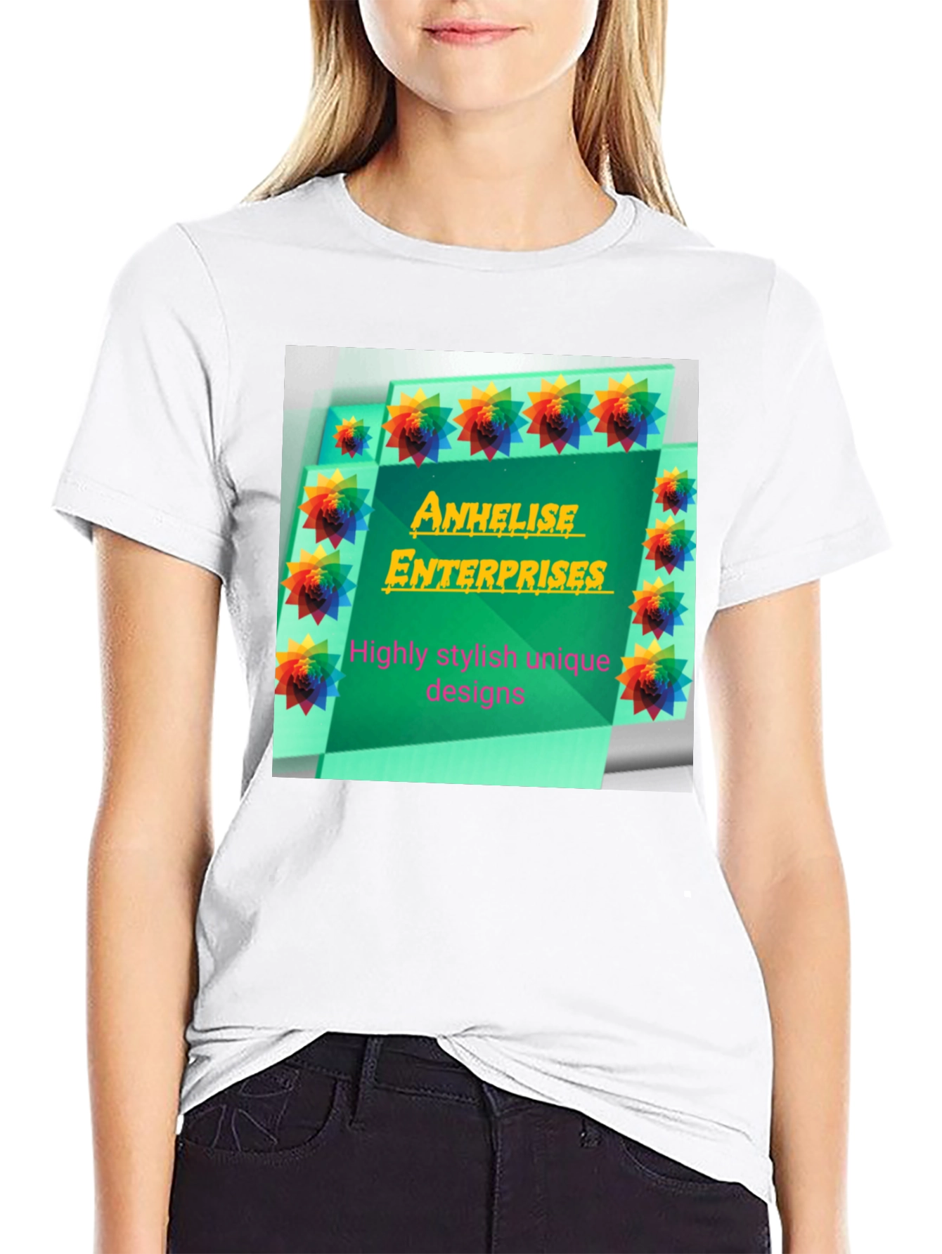 Stylish Black Tee with Anhelise Enterprises Design