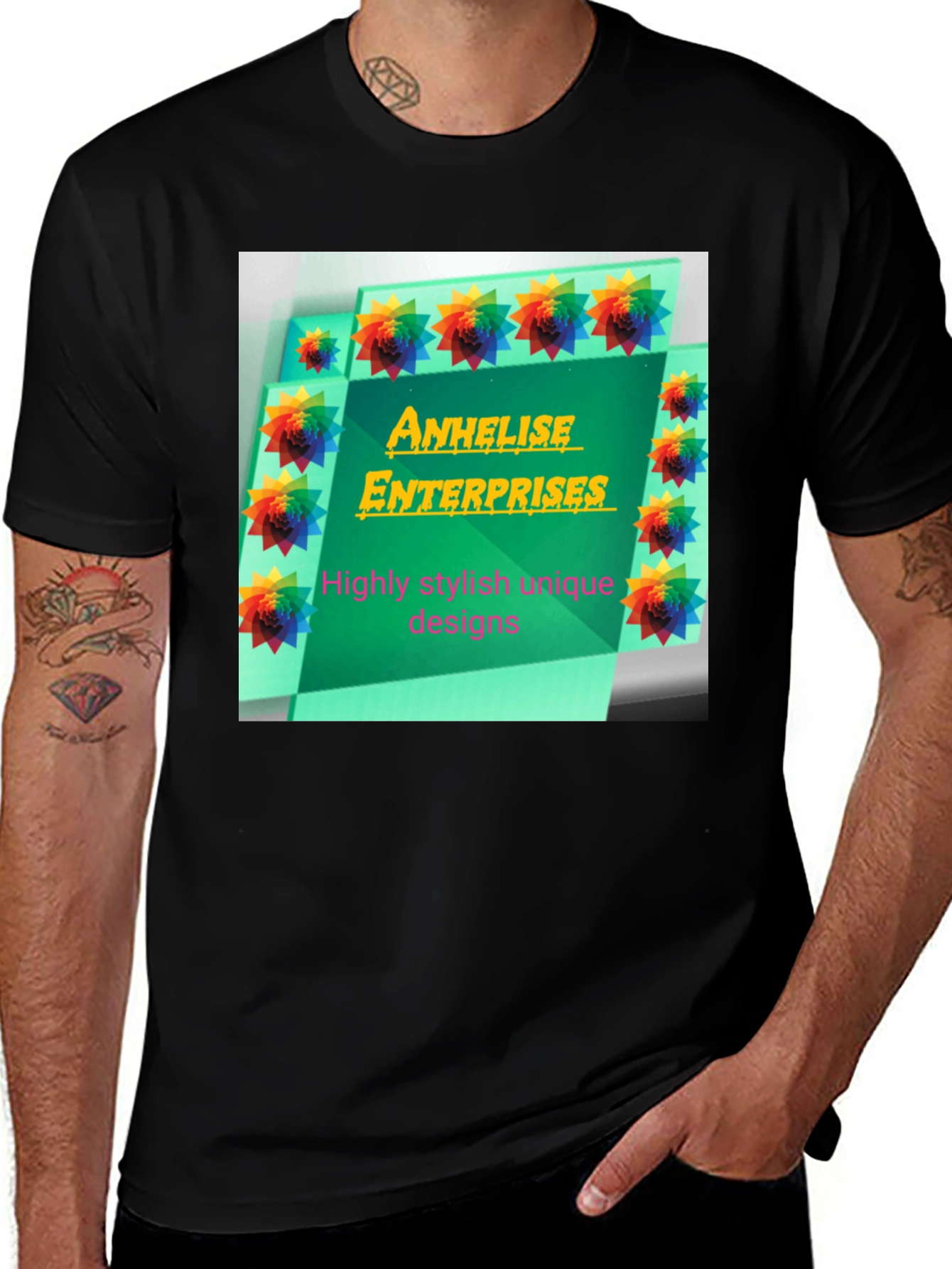 Stylish Black Tee with Anhelise Enterprises Design
