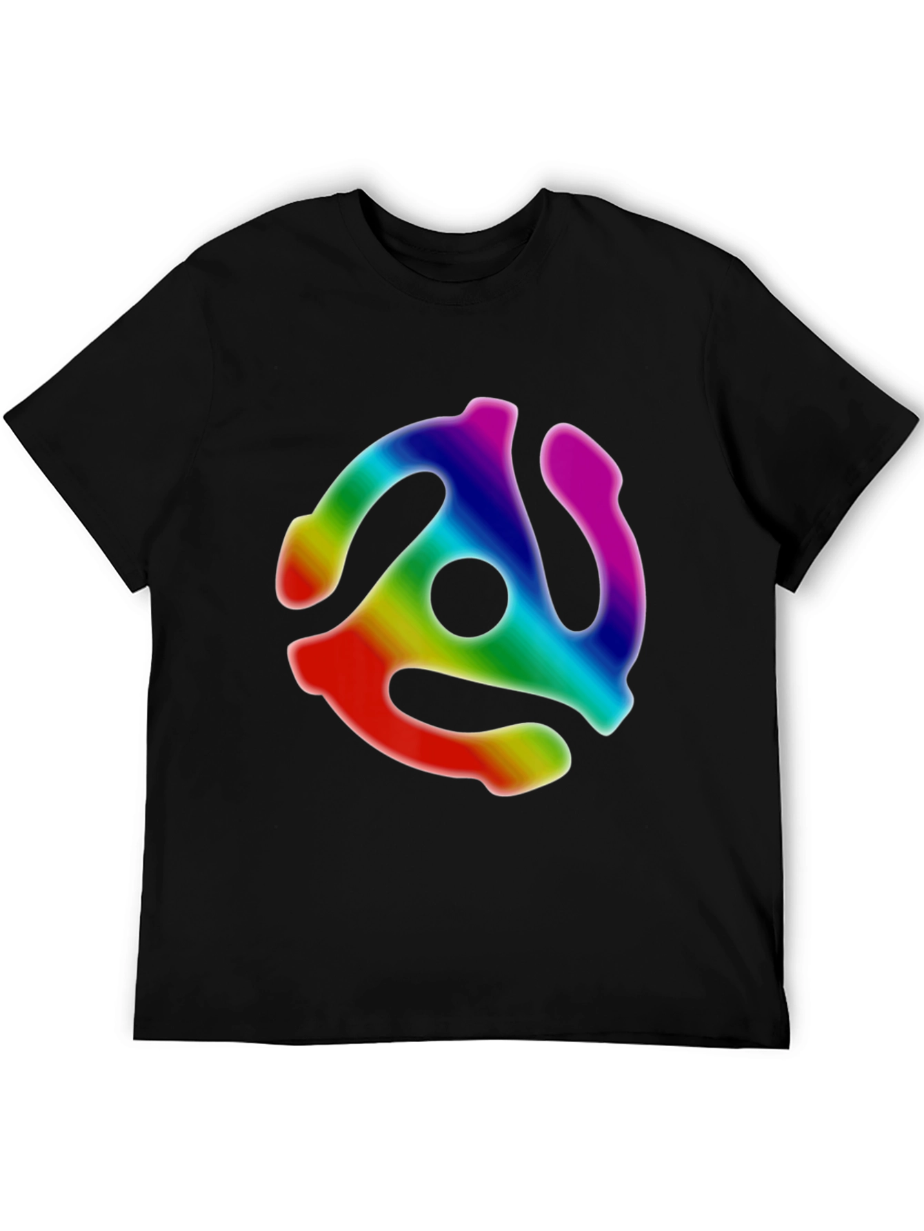 Retro Rainbow Record Adapter Black T-Shirt