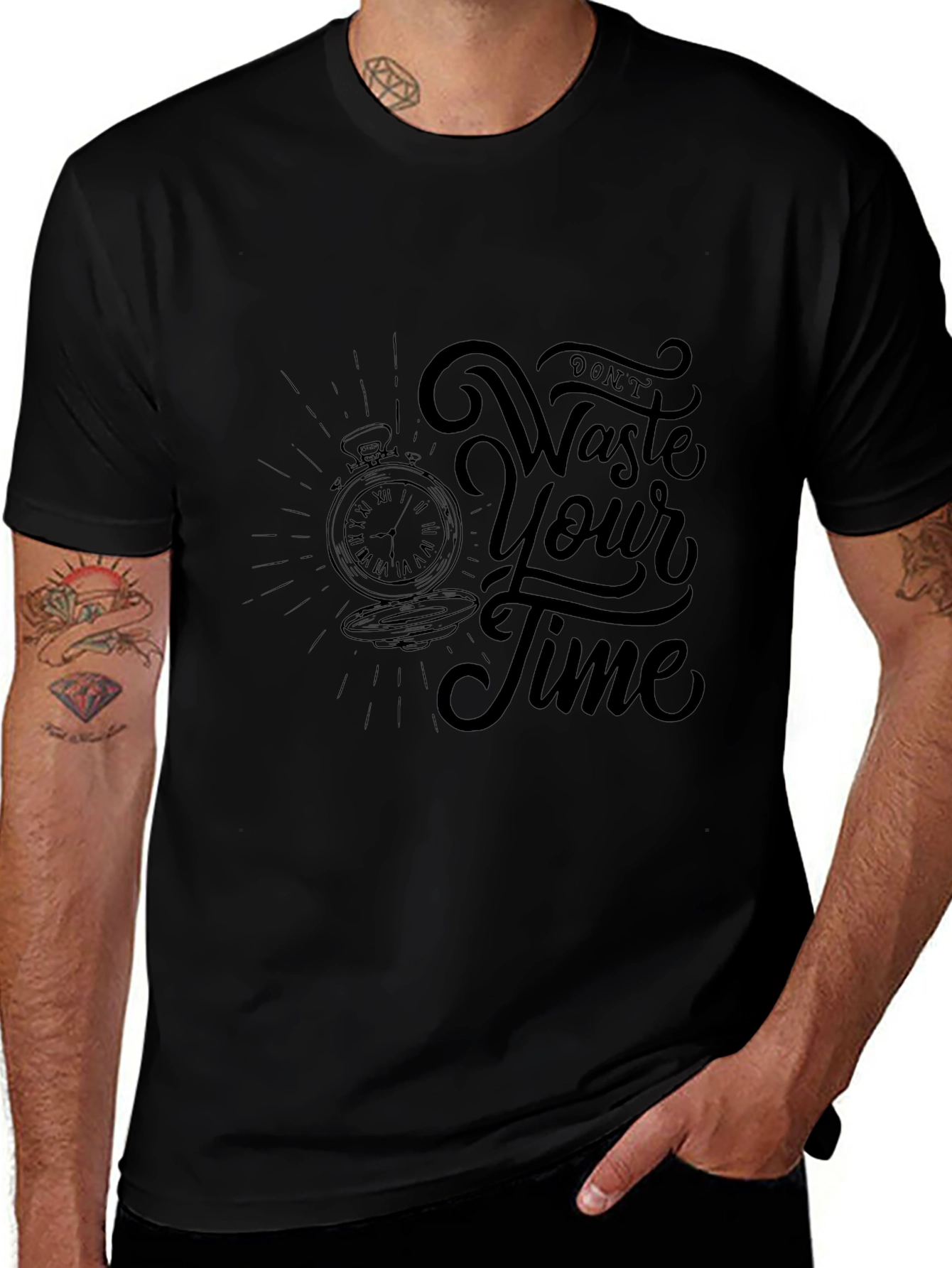 Dont Waste Your Time T-Shirt - Black Graphic Tee