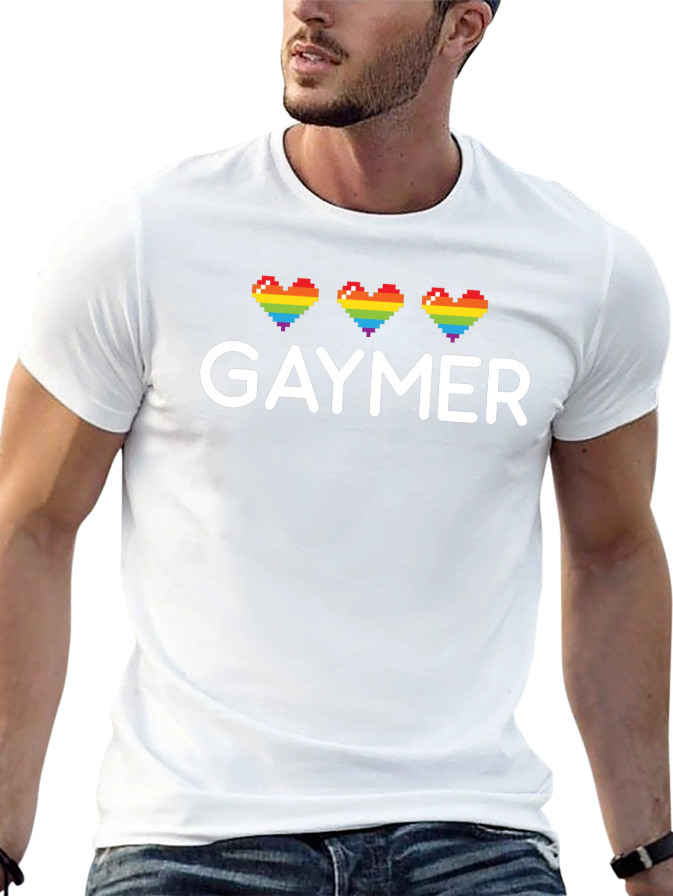 Gaymer Rainbow Heart Pixel Tee - LGBTQ+ Pride Shirt