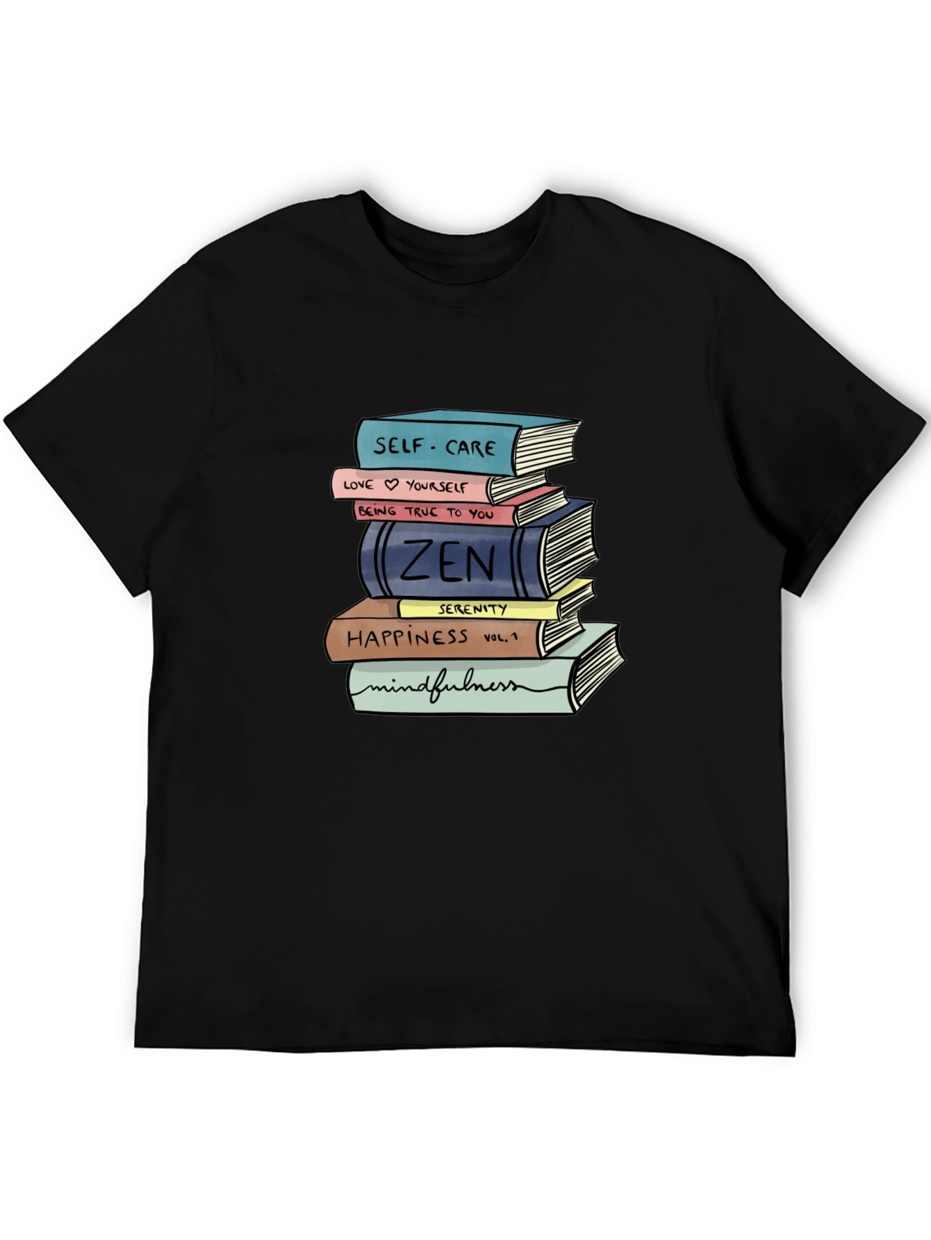 Stack of Books T-Shirt - Self-Care Zen Mindfulness