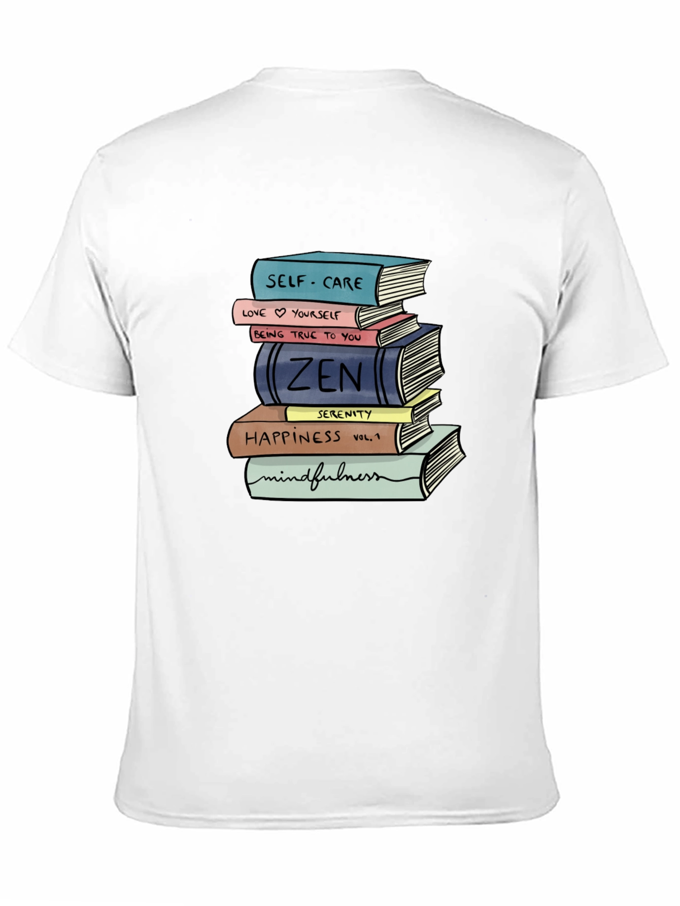 Stack of Books T-Shirt - Self-Care Zen Mindfulness