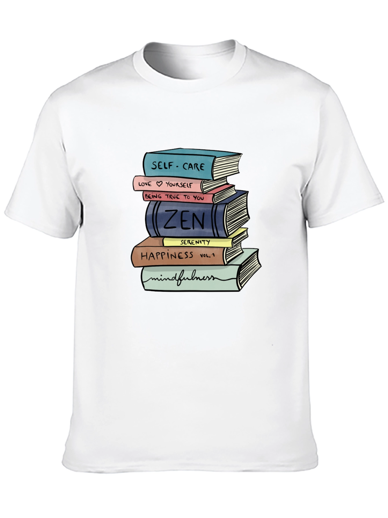 Stack of Books T-Shirt - Self-Care Zen Mindfulness