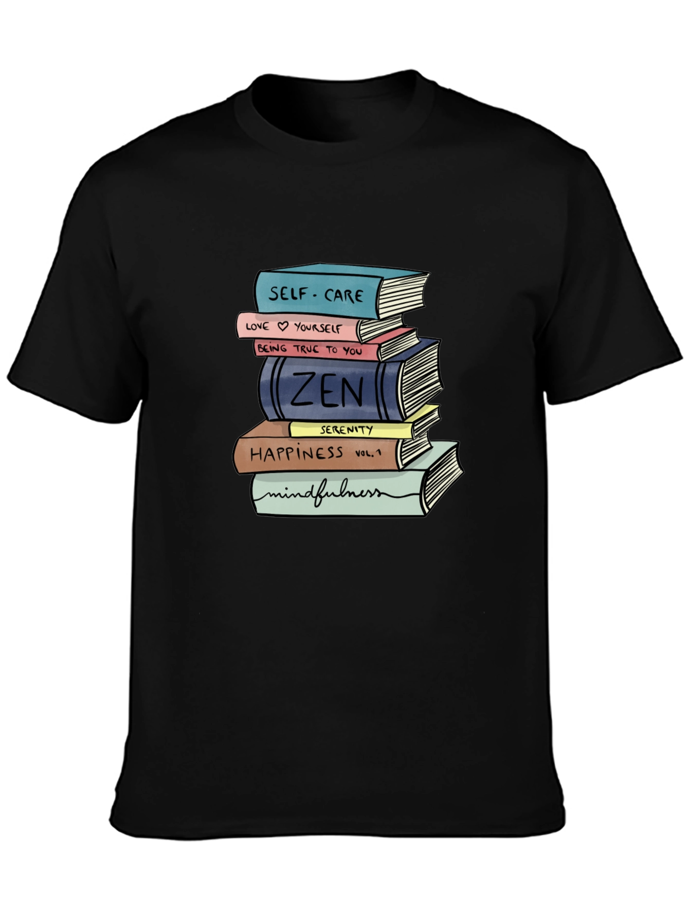 Stack of Books T-Shirt - Self-Care Zen Mindfulness