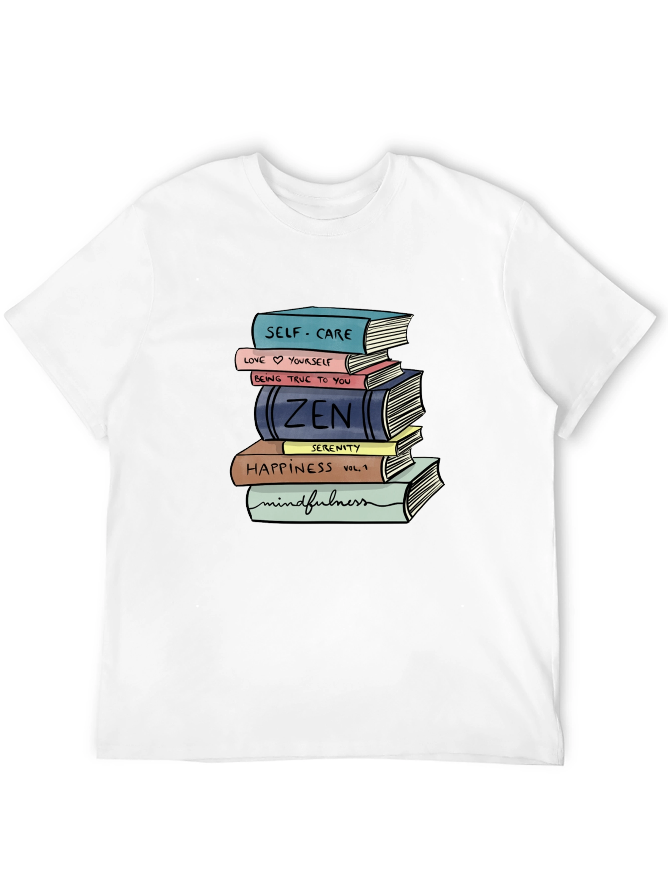 Stack of Books T-Shirt - Self-Care Zen Mindfulness