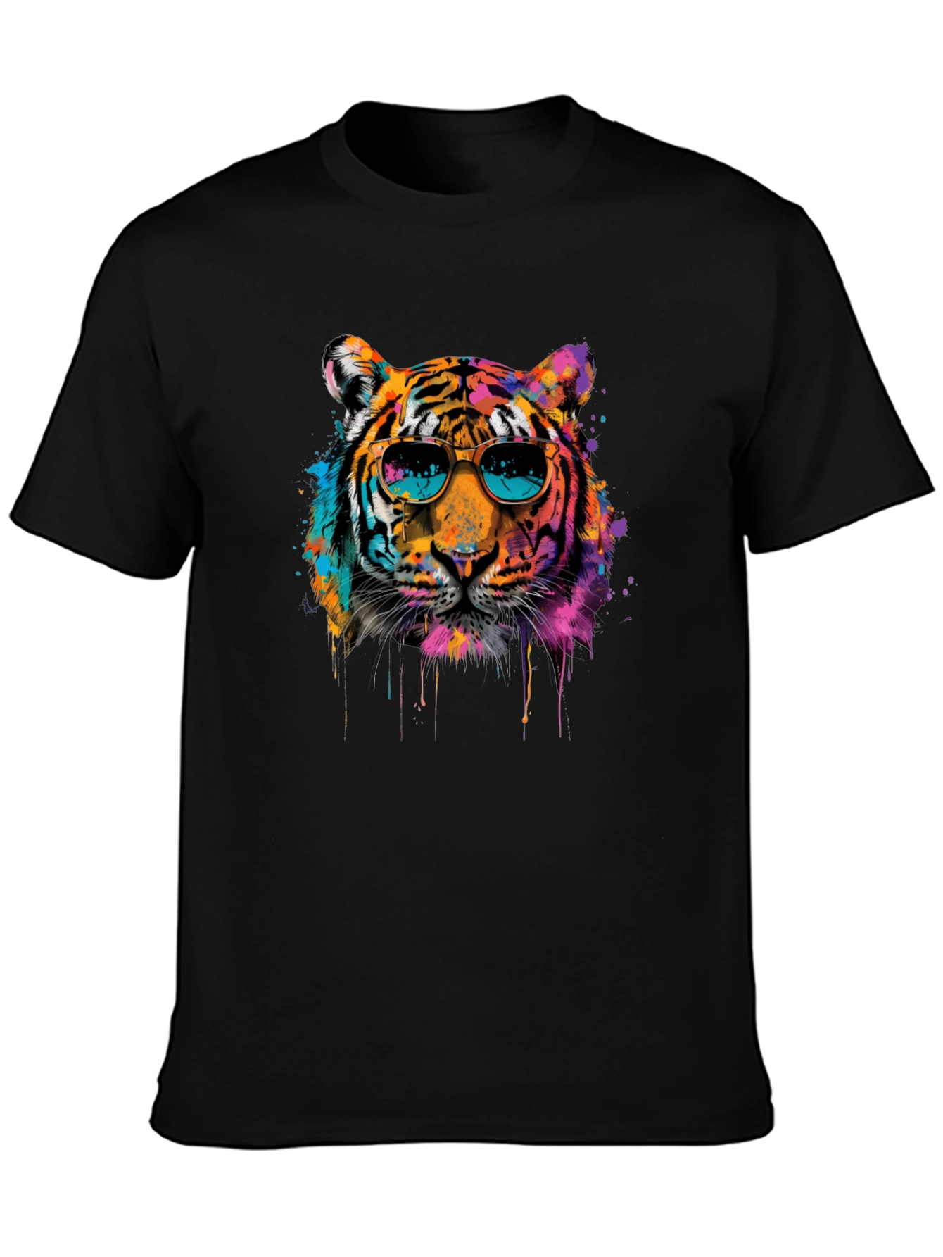 Cool Tiger Graphic Print Black T-Shirt