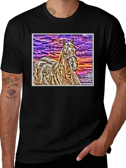Horse Graphic Tee - Sunset Sky Black T-Shirt