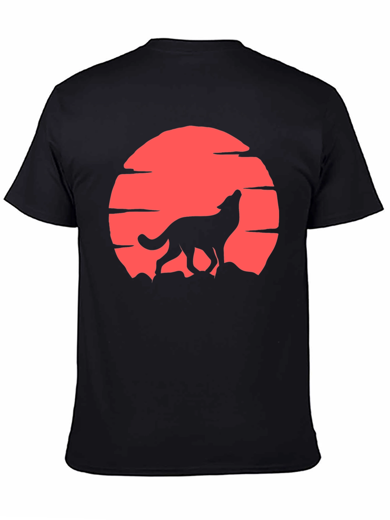 Wolf Howling at Red Moon T-Shirt - Graphic Tee