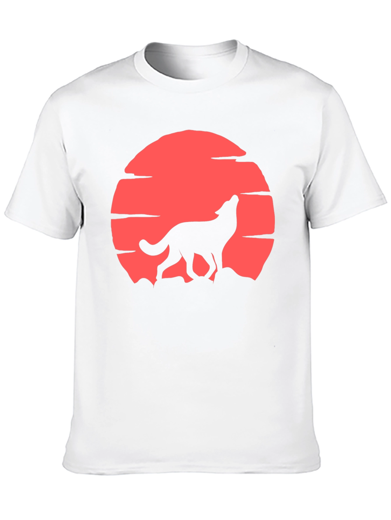 Wolf Howling at Red Moon T-Shirt - Graphic Tee