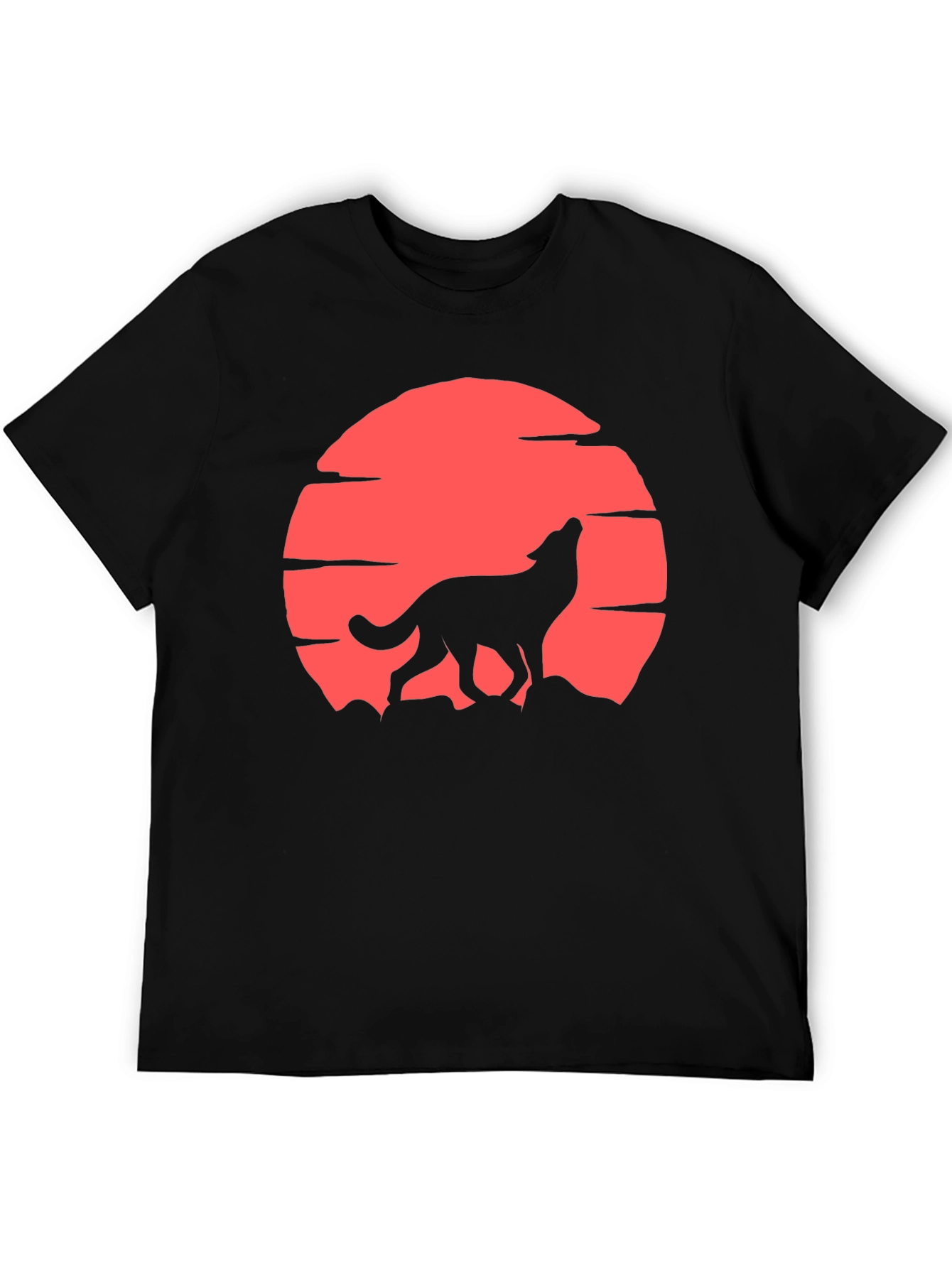 Wolf Howling at Red Moon T-Shirt - Graphic Tee