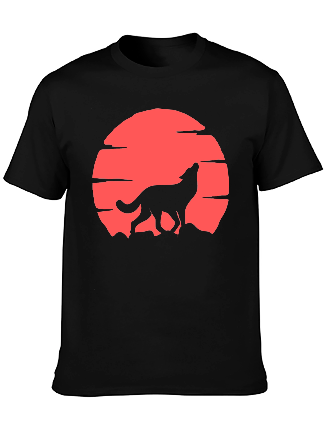 Wolf Howling at Red Moon T-Shirt - Graphic Tee
