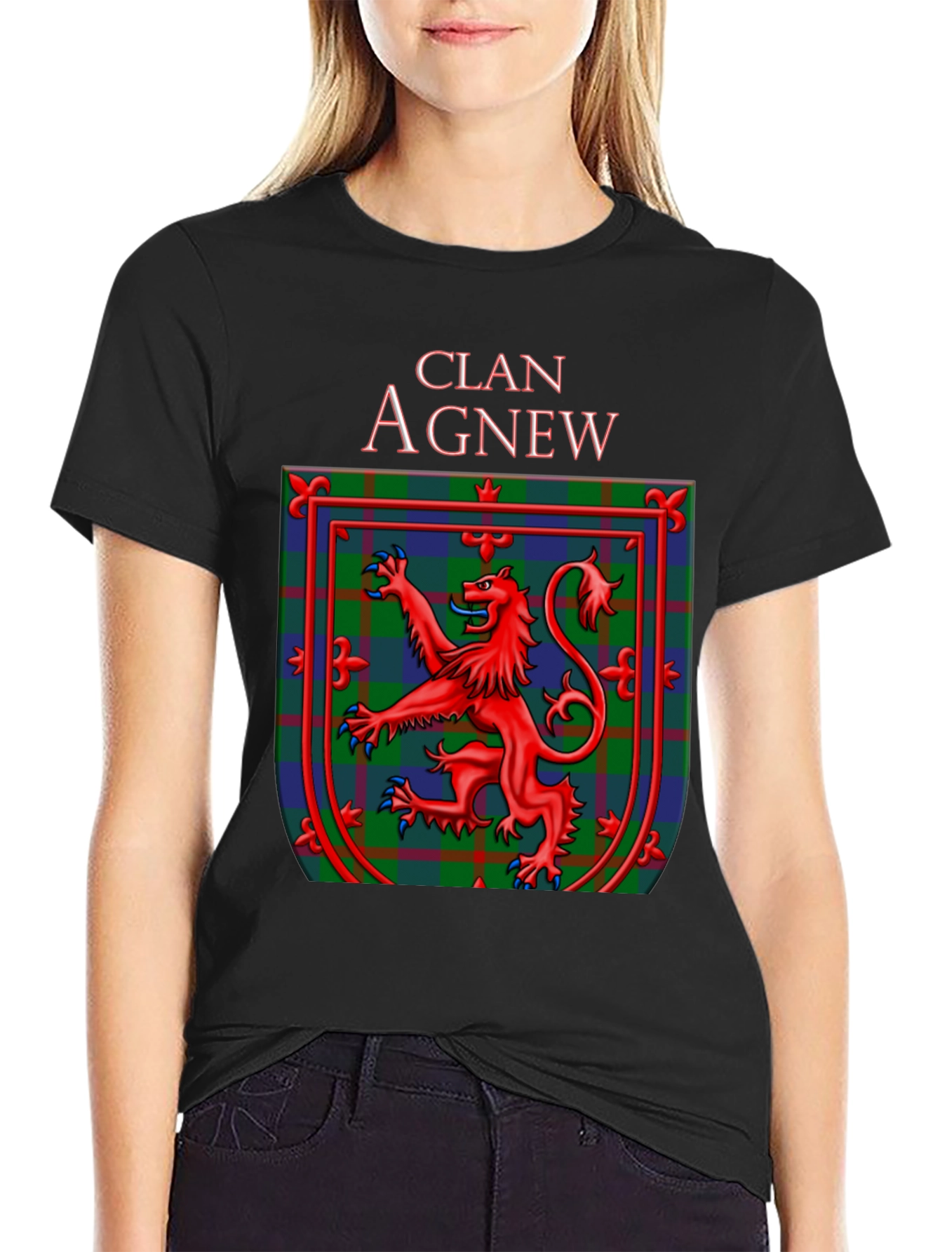 Clan Agnew Scottish Lion Crest Black T-Shirt