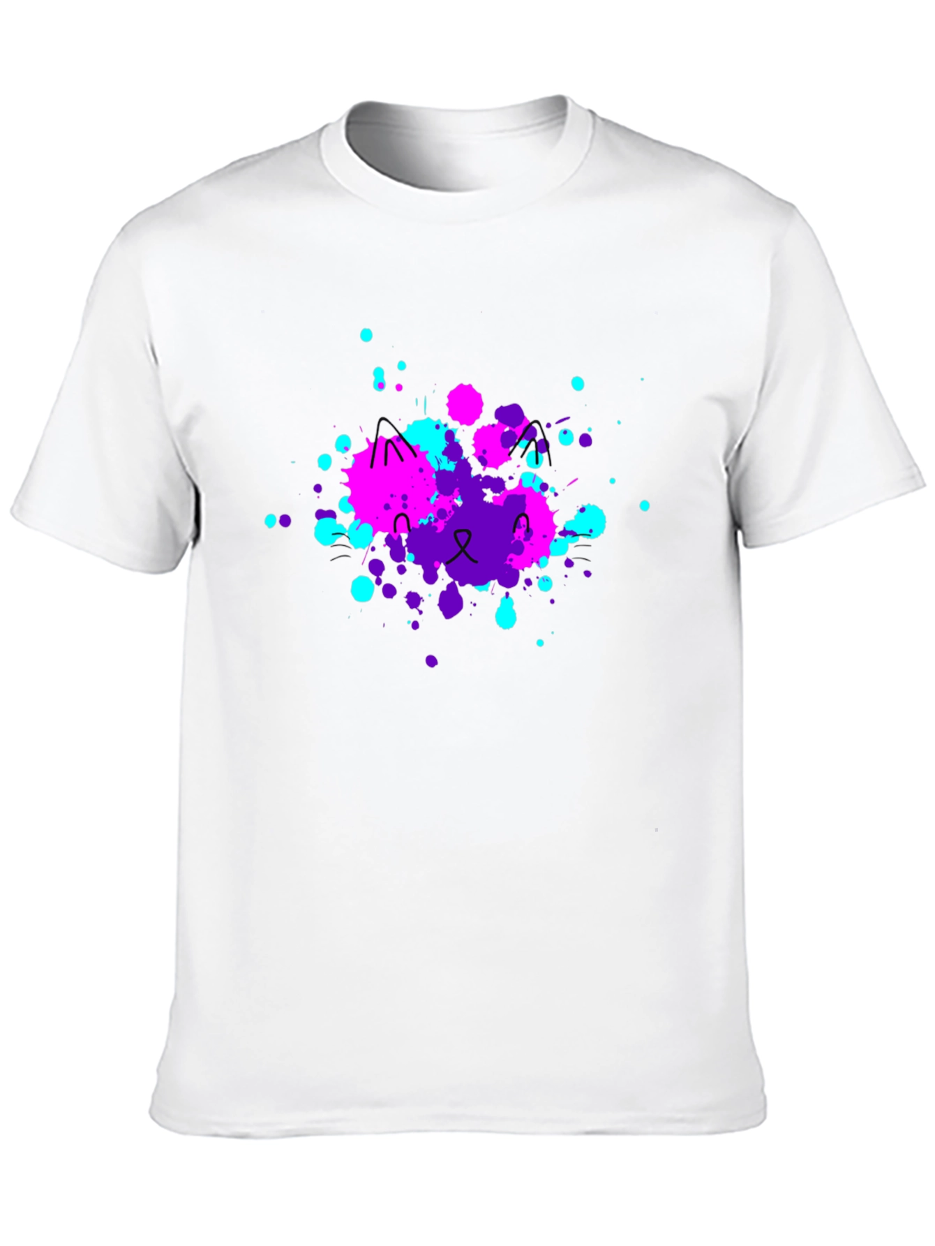 Abstract Cat Splatter Print T-Shirt