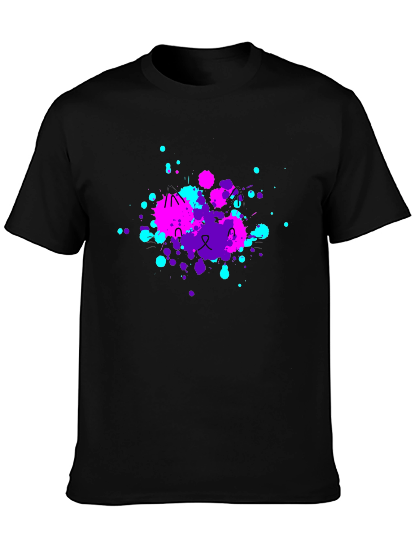 Abstract Cat Splatter Print T-Shirt