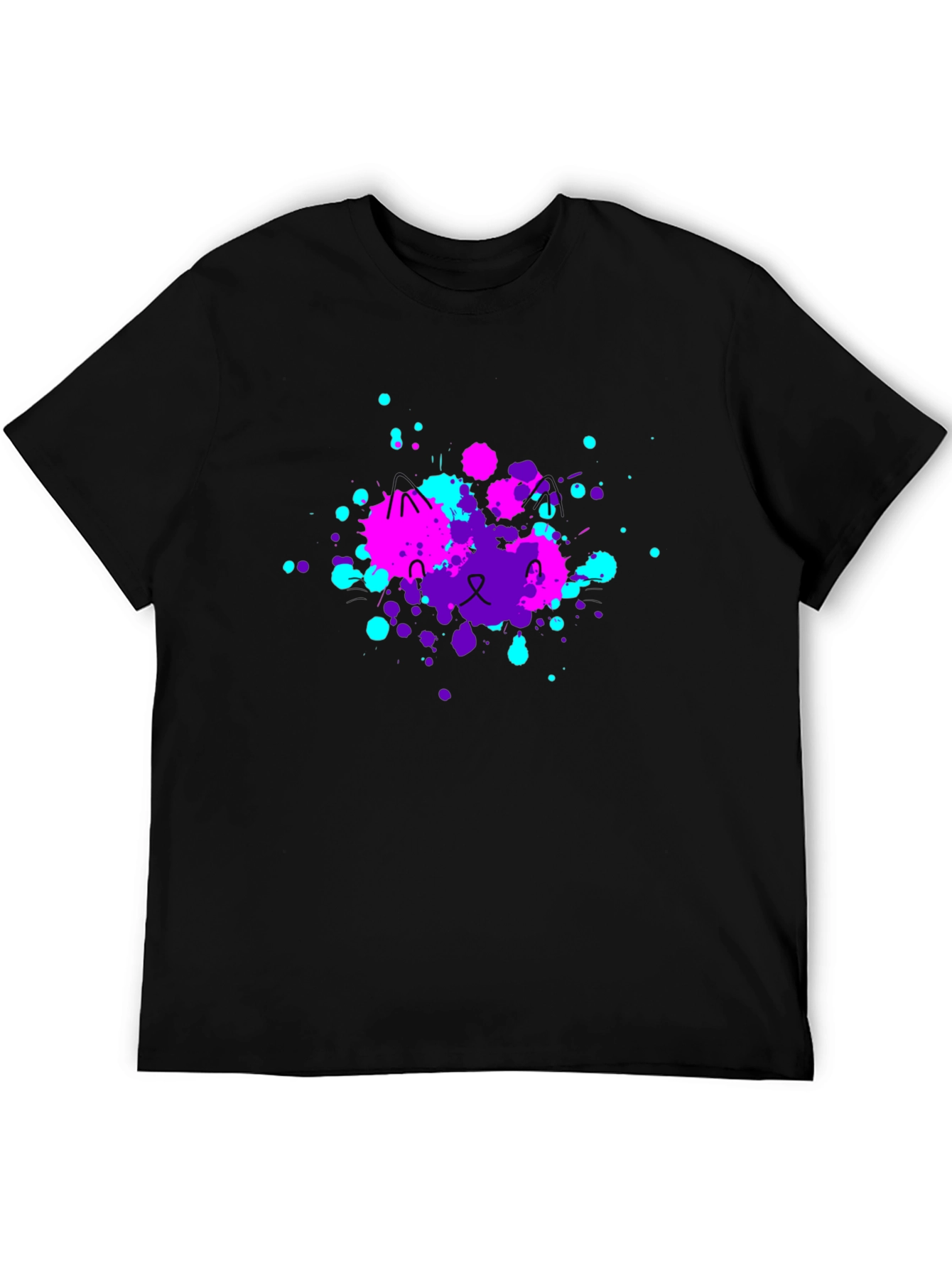 Abstract Cat Splatter Print T-Shirt