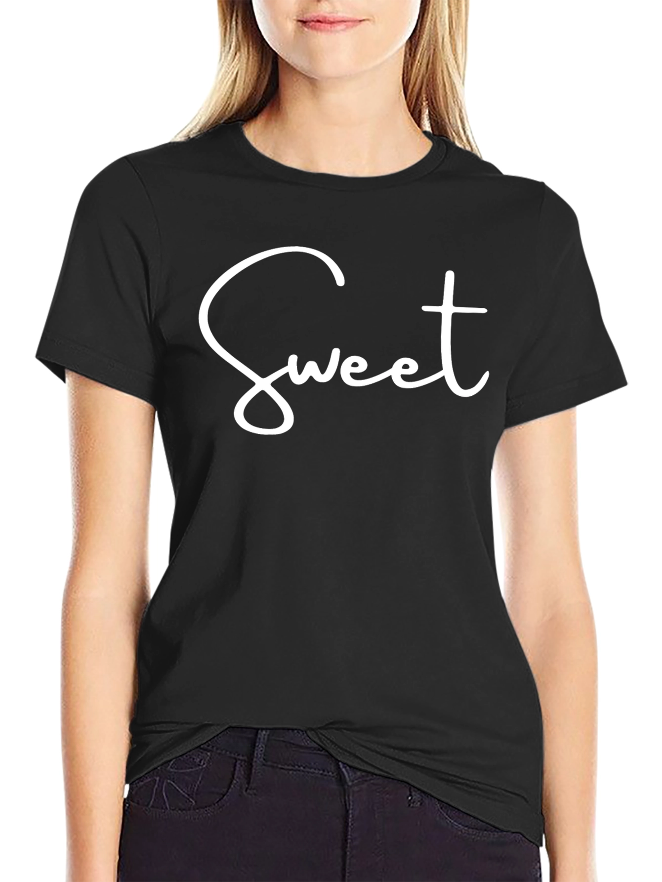 Sweet Graphic Tee - Casual Black T-Shirt