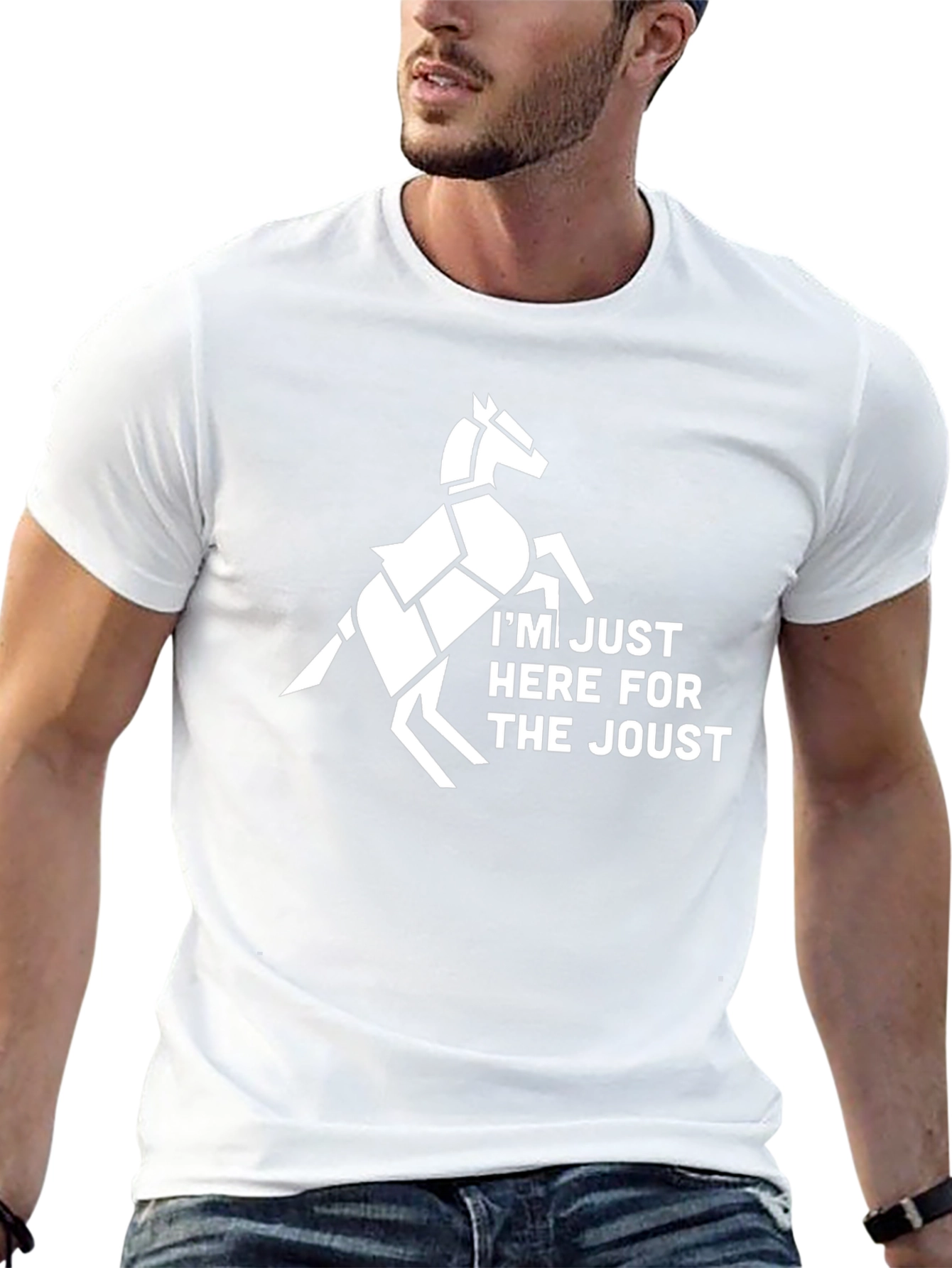 Jousting Horse Graphic Tee - Black Cotton T-Shirt