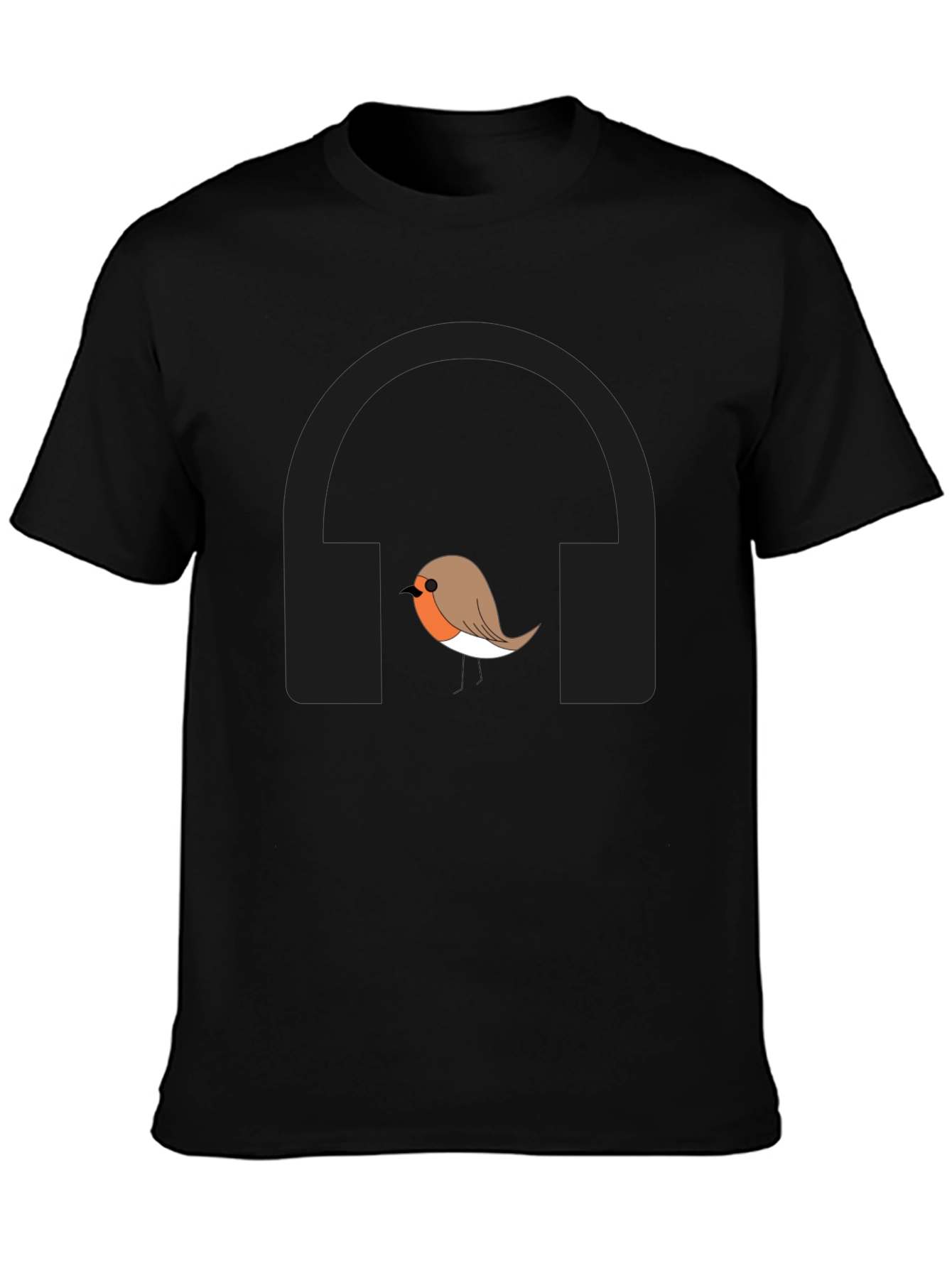 Robin Bird with Headphones Graphic T-Shirt