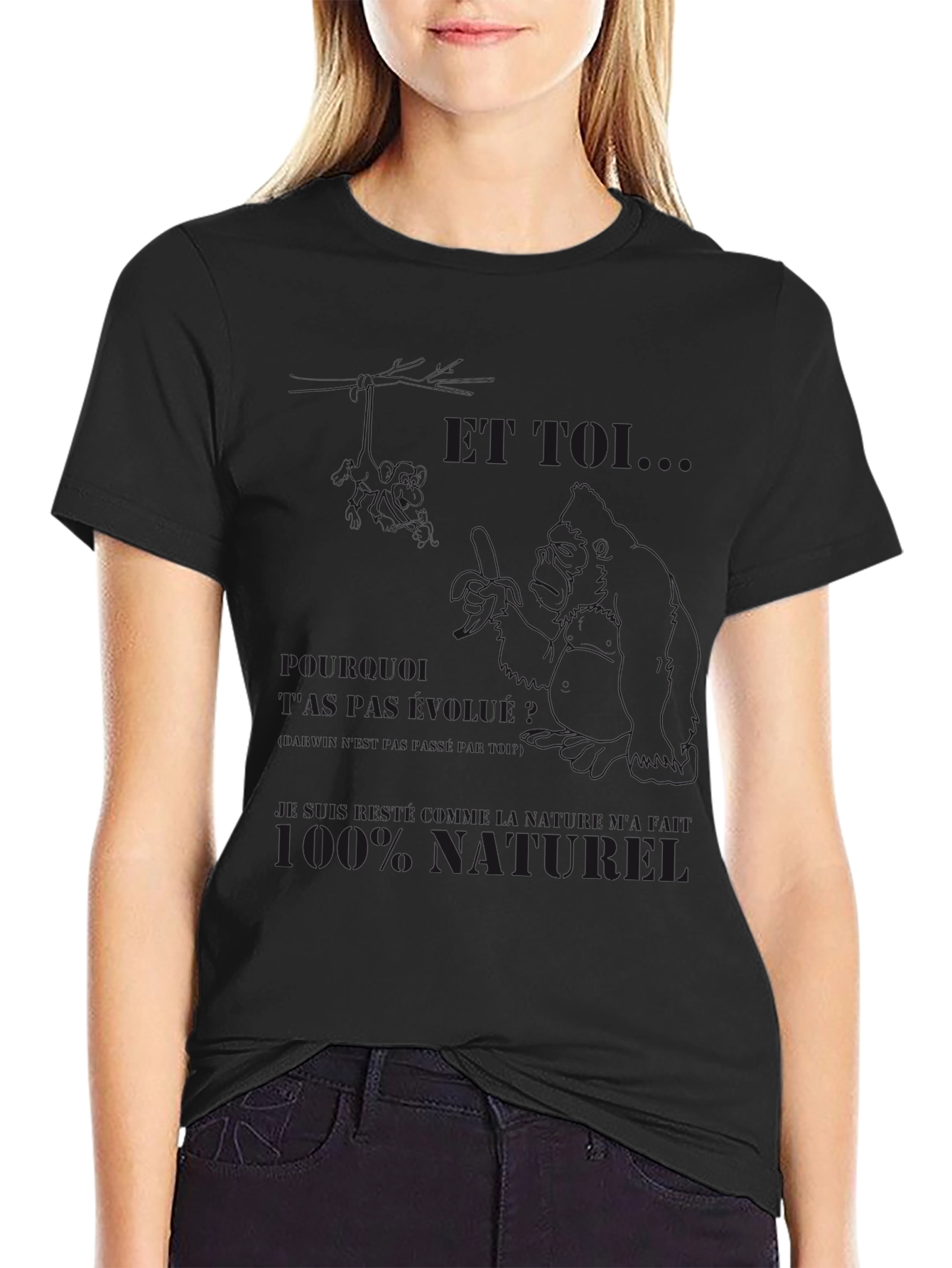 Mens Black Graphic T-Shirt - Funny Design