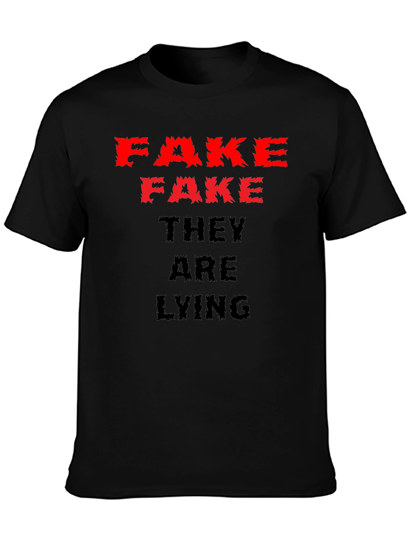 Fake News Graphic Tee - Black Cotton Casual Shirt