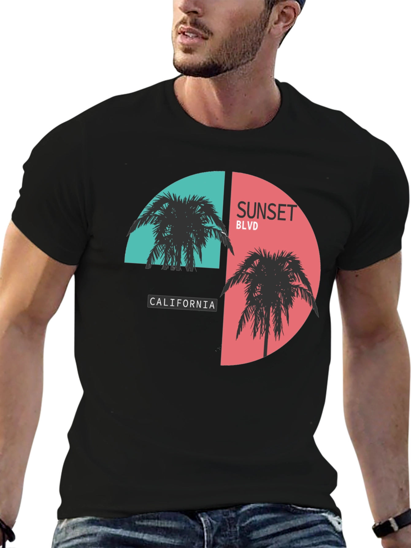 Sunset Blvd California Black Graphic Tee