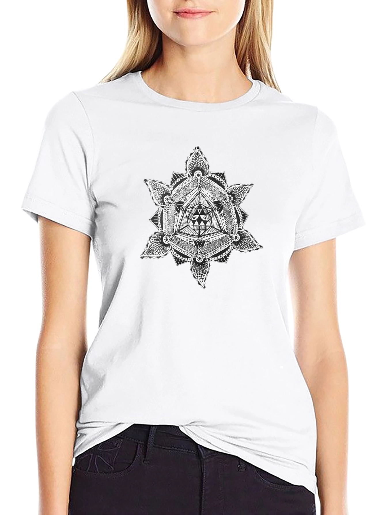Geometric Mandala Black T-Shirt