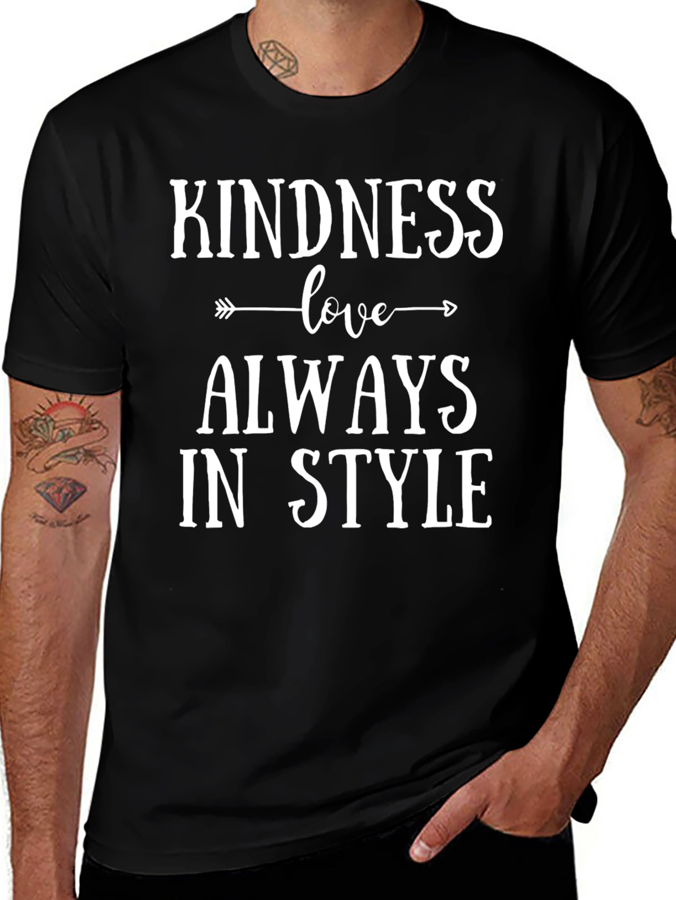 Kindness Love Always in Style Black Graphic Tee