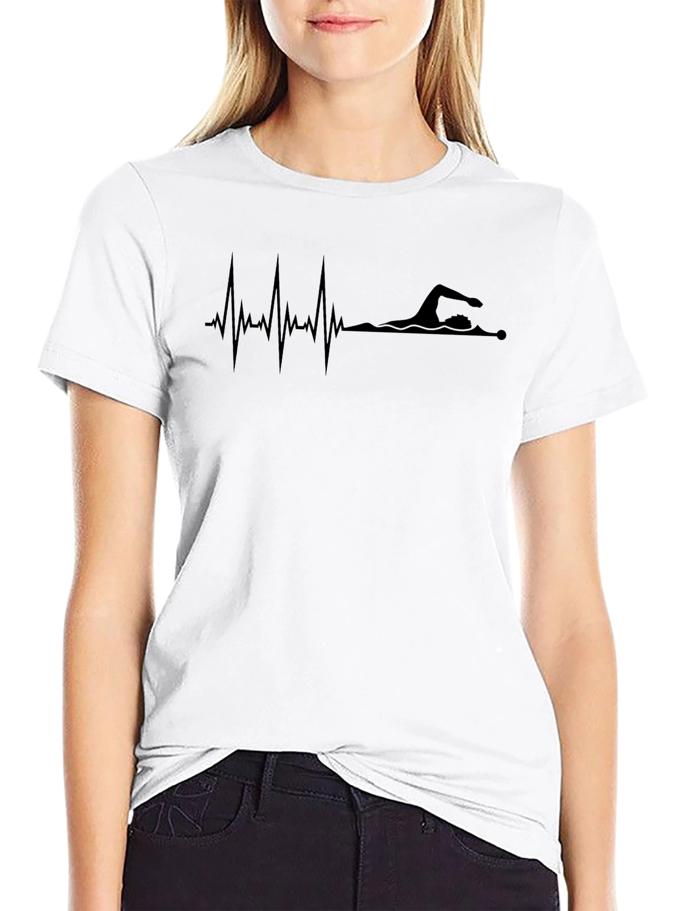 Swimmer Heartbeat Graphic Tee - Black