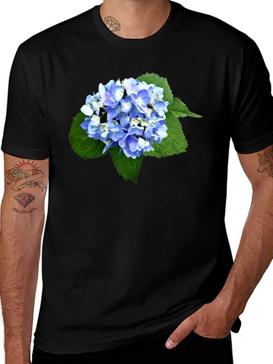 Hydrangea Print Black T-Shirt