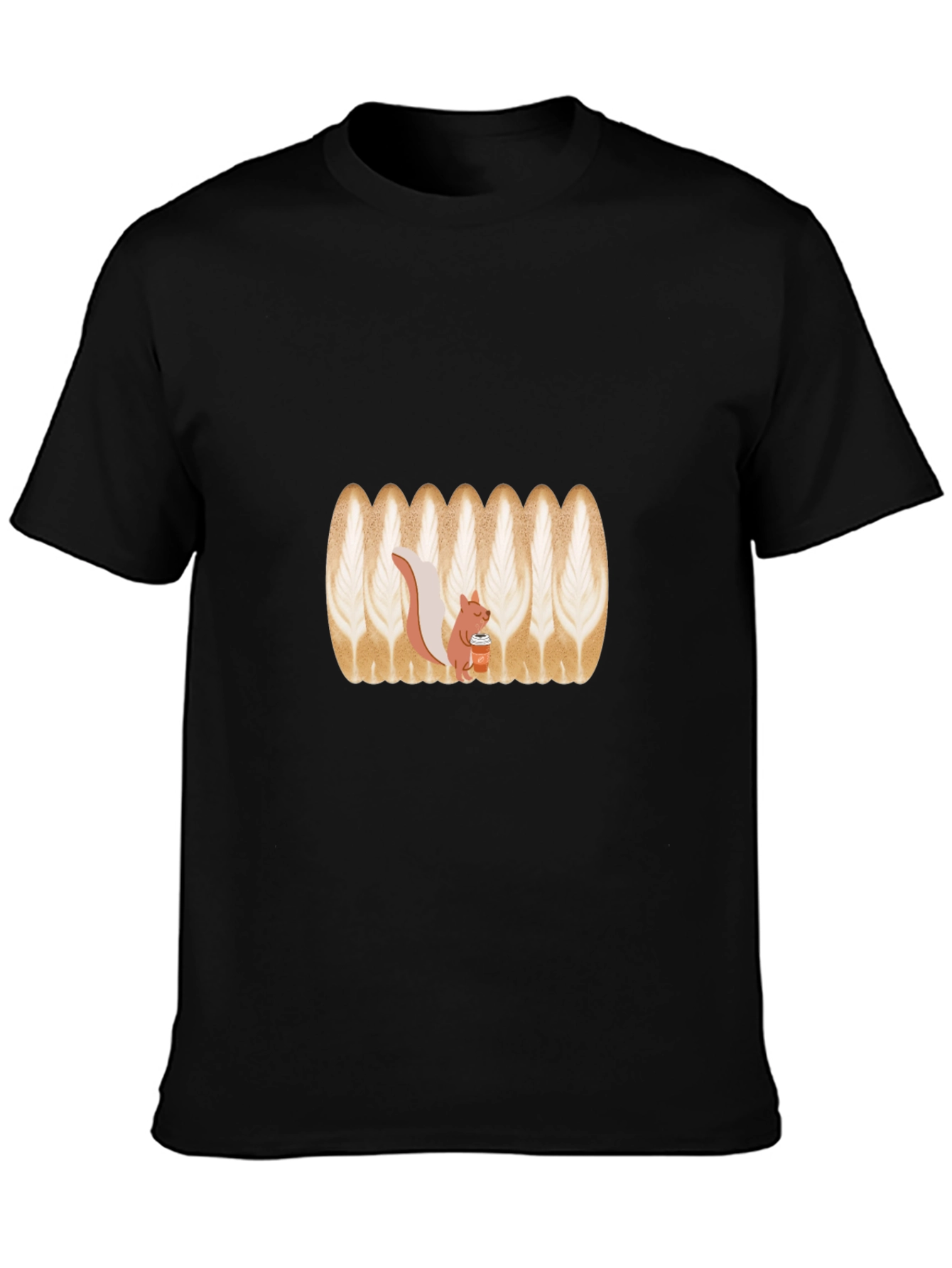 Squirrel Latte Art Black T-Shirt
