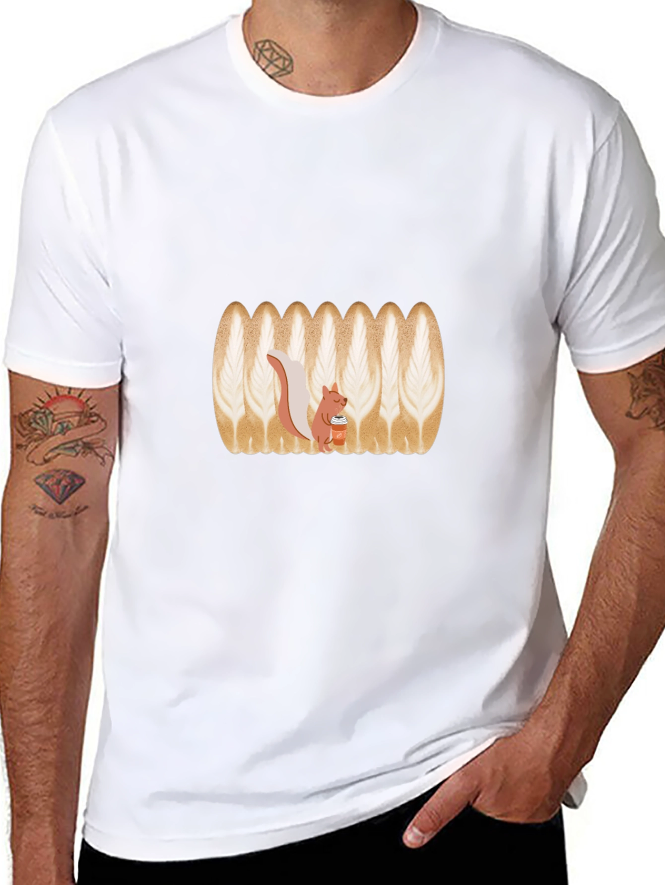 Squirrel Latte Art Black T-Shirt